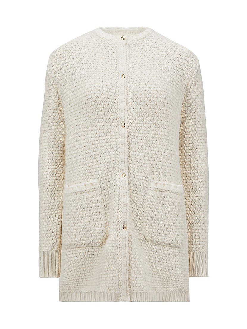 Shop Moncler Lurex Wool Blended Long Cardigan | Saks Fifth Shop Moncler Lurex Wool Blended Long Cardigan | Saks Fifth
