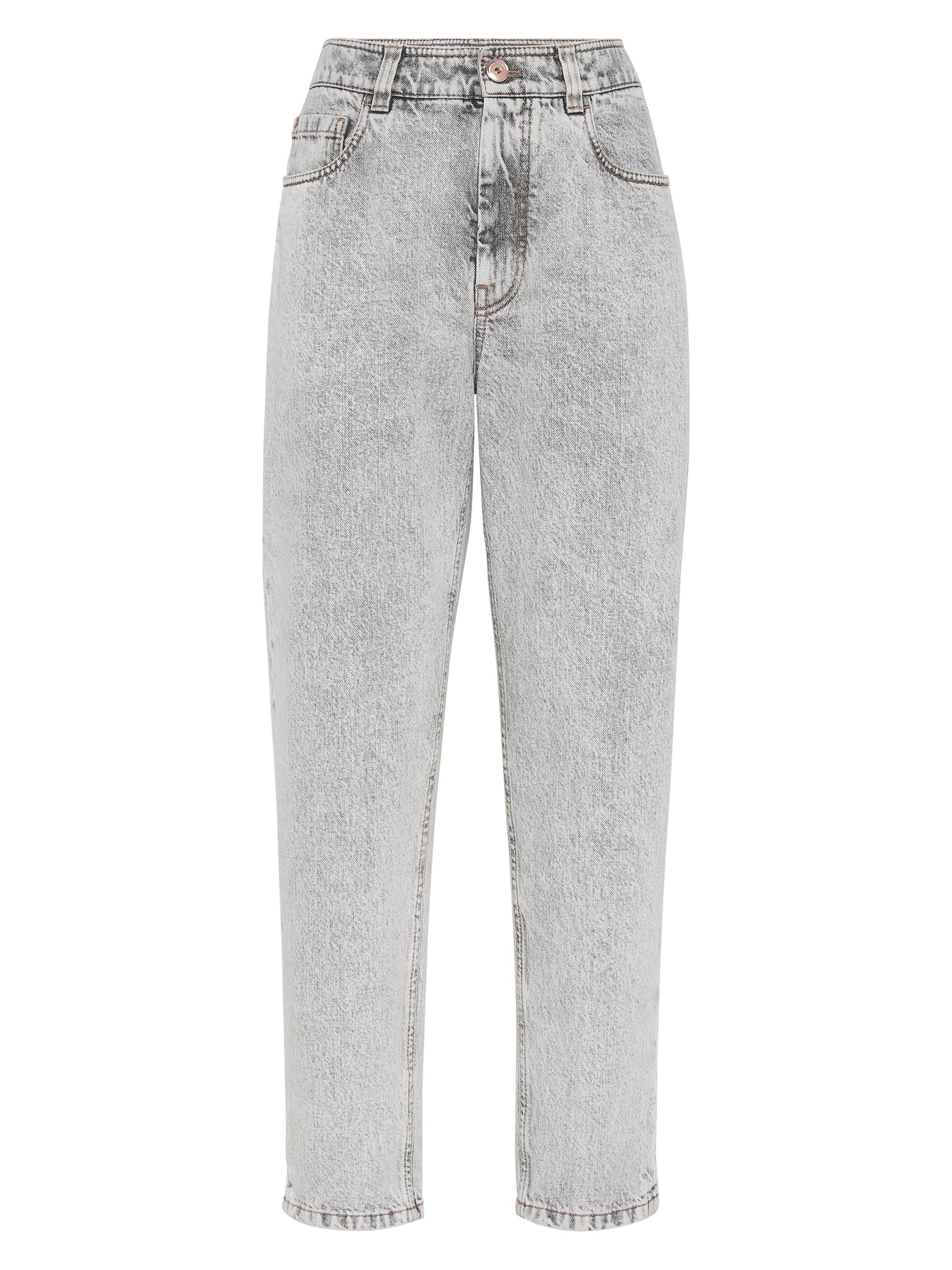 Brunello Cucinelli Women's Authentic Denim Baggy Trousers - Light Grey