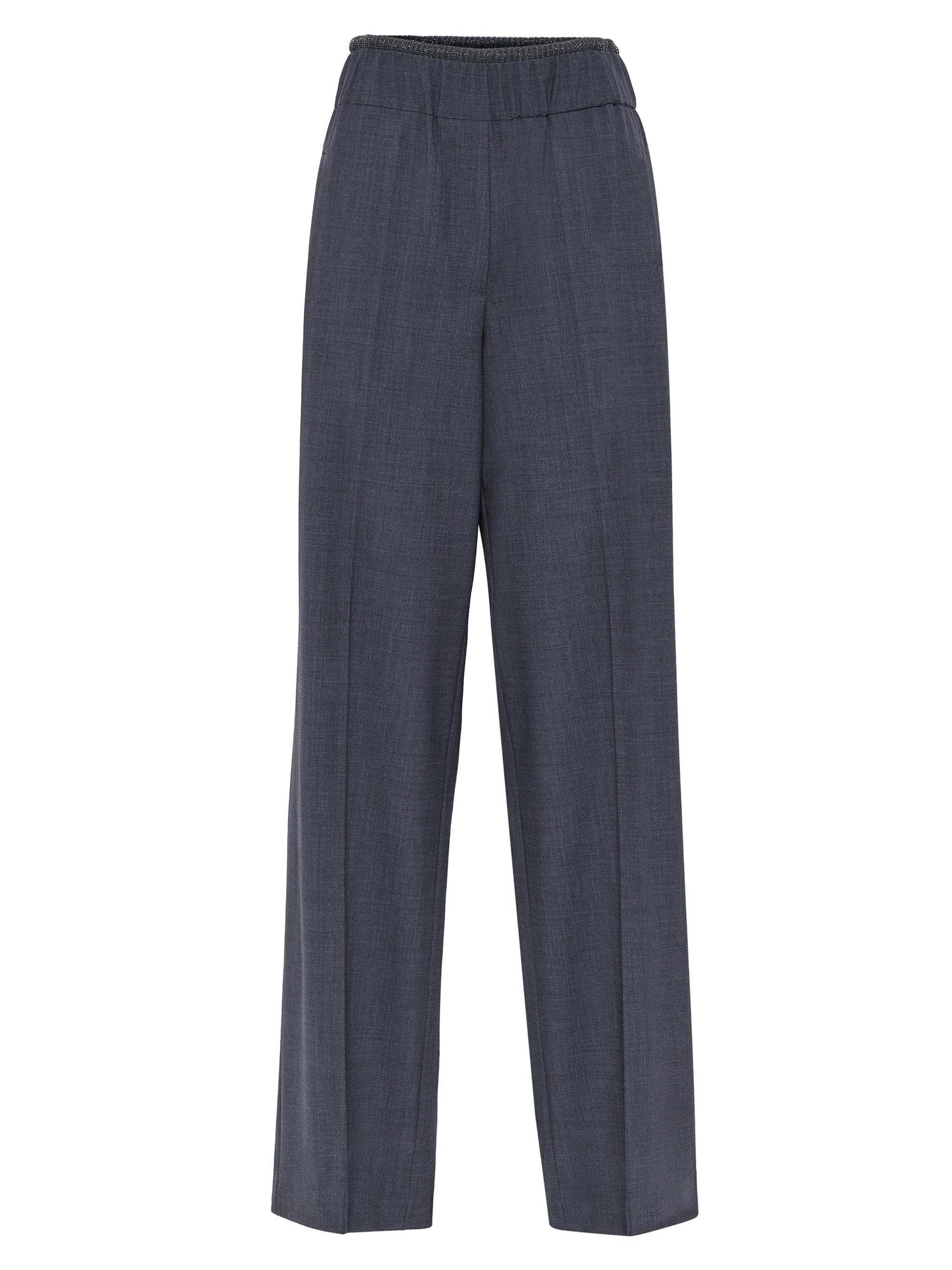 Brunello Cucinelli Women's Tropical Luxury Wool Loose Track Trousers - Lignite