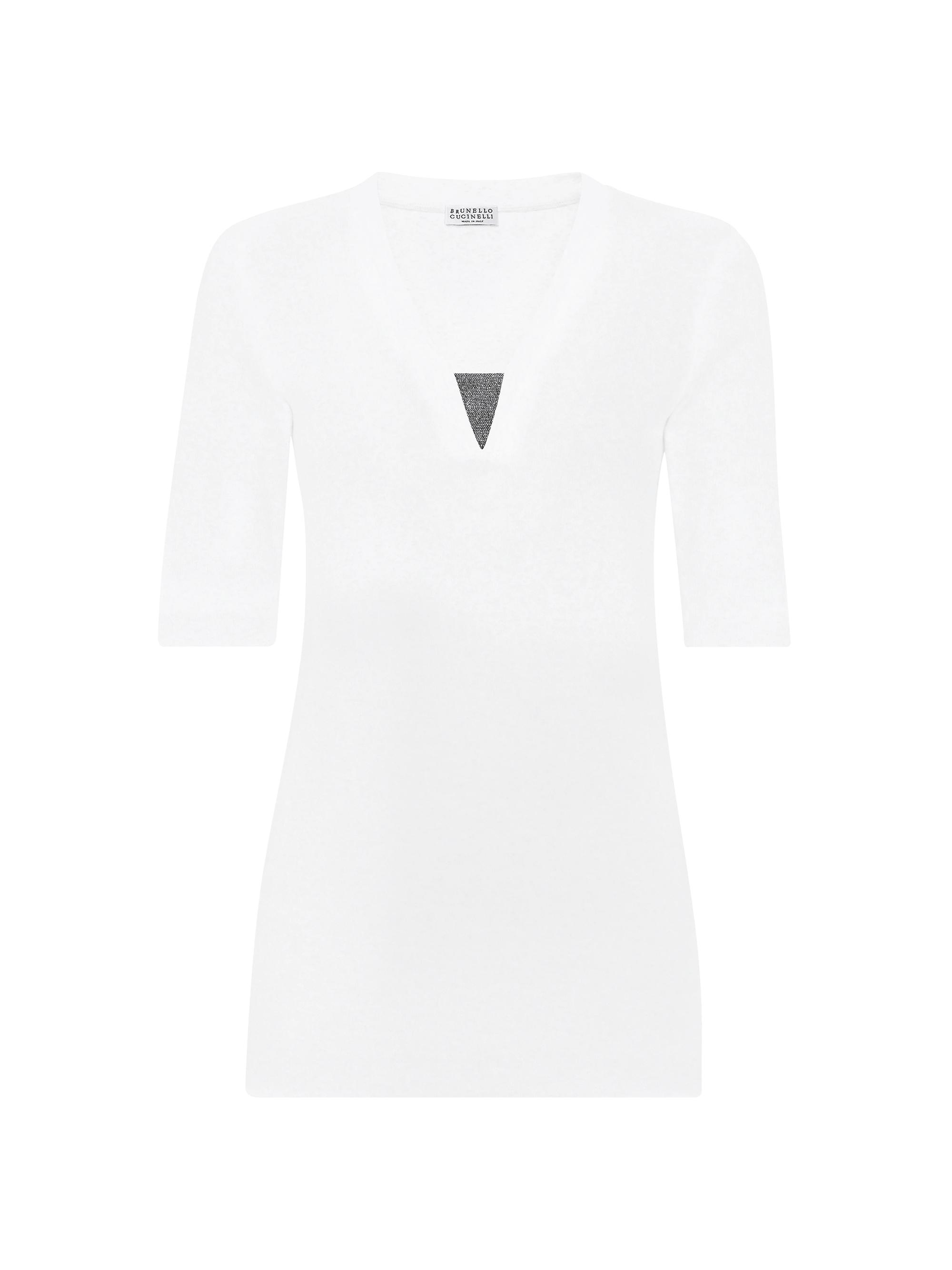 Brunello Cucinelli Women's Stretch Cotton Ribbed Jersey T-Shirt - Black