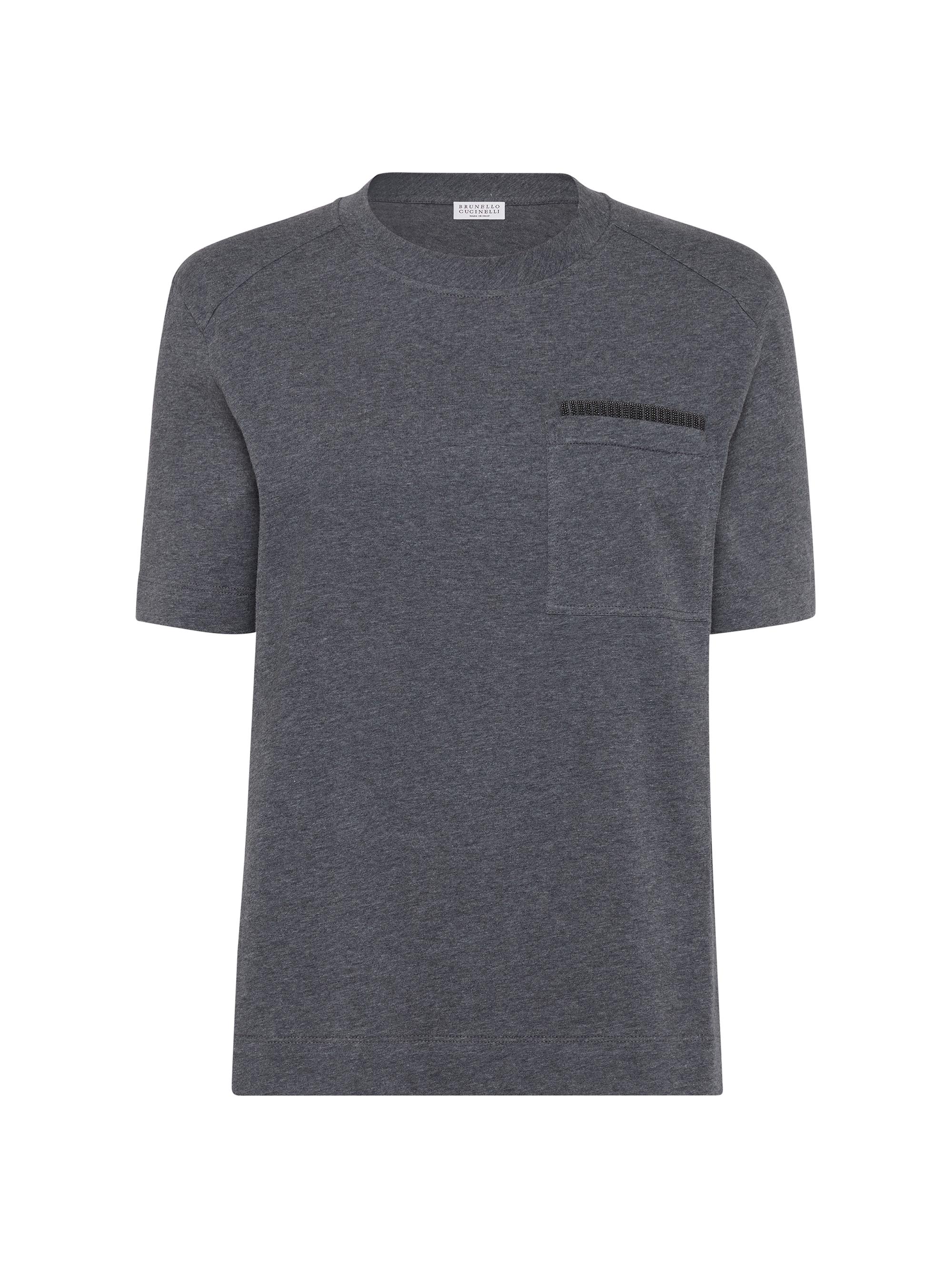 Brunello Cucinelli Women's Cotton Jersey T-Shirt with Shiny Ribbed Detail - White