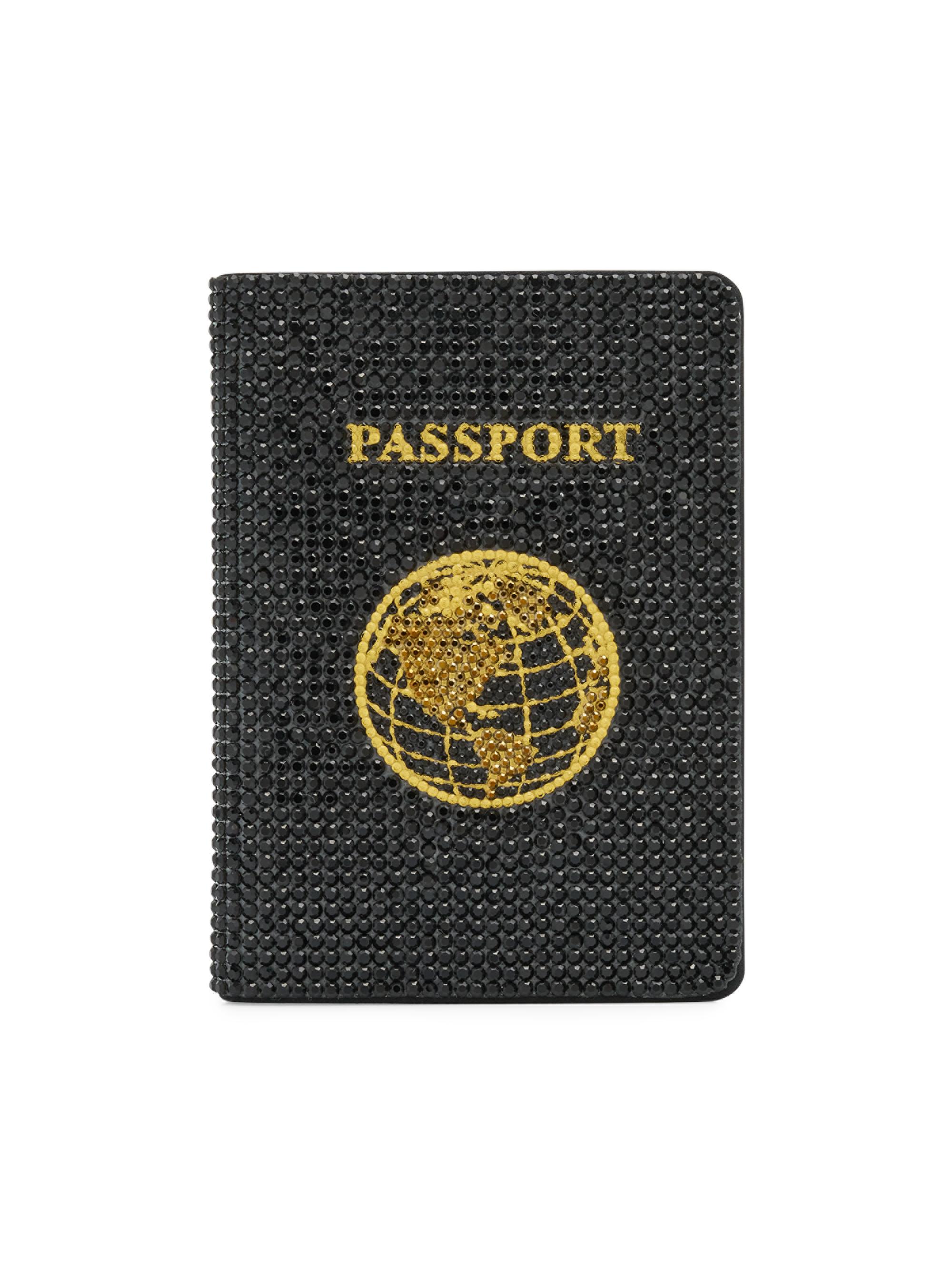 Judith Leiber Couture Women's Leather & Crystal Passport Holder - Black