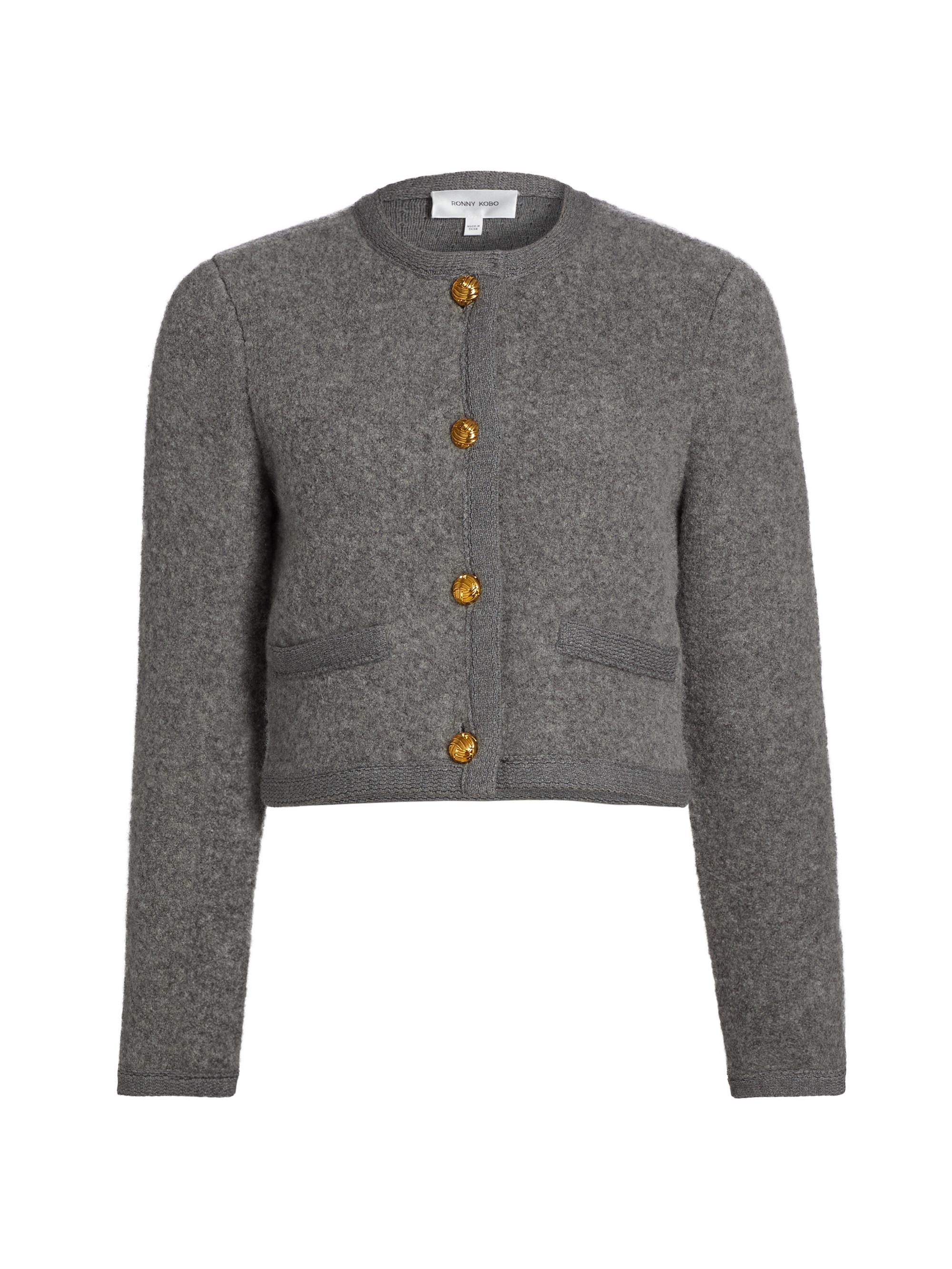 Ronny Kobo Women's Dawn Wool-Blend Cardigan - Slate Grey