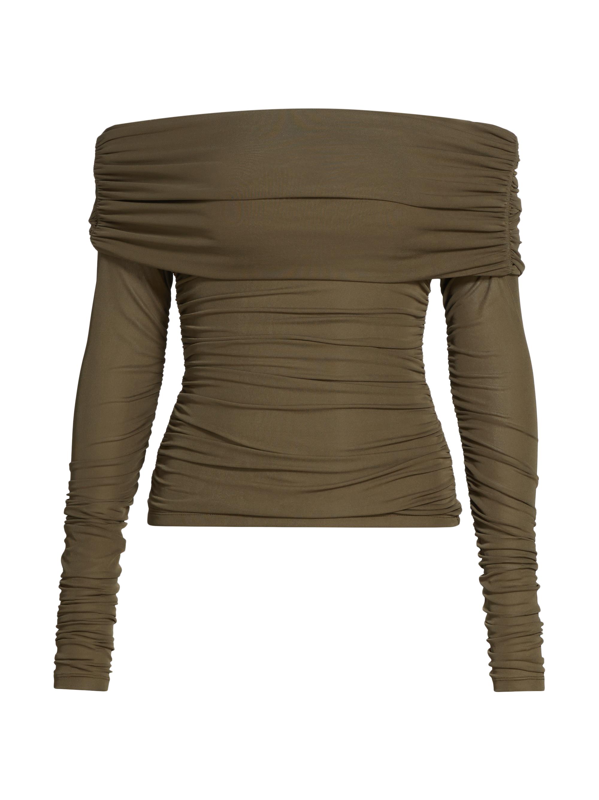 Ronny Kobo Women's Harley Ruched Off-The-Shoulder Top - Mushroom