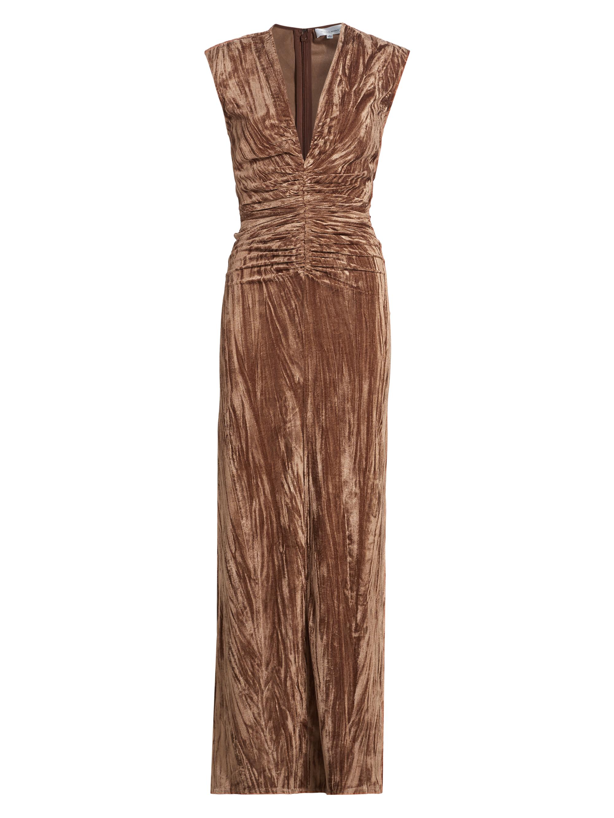 Ronny Kobo Women's Hayley Ruched Velvet Dress - Caramel