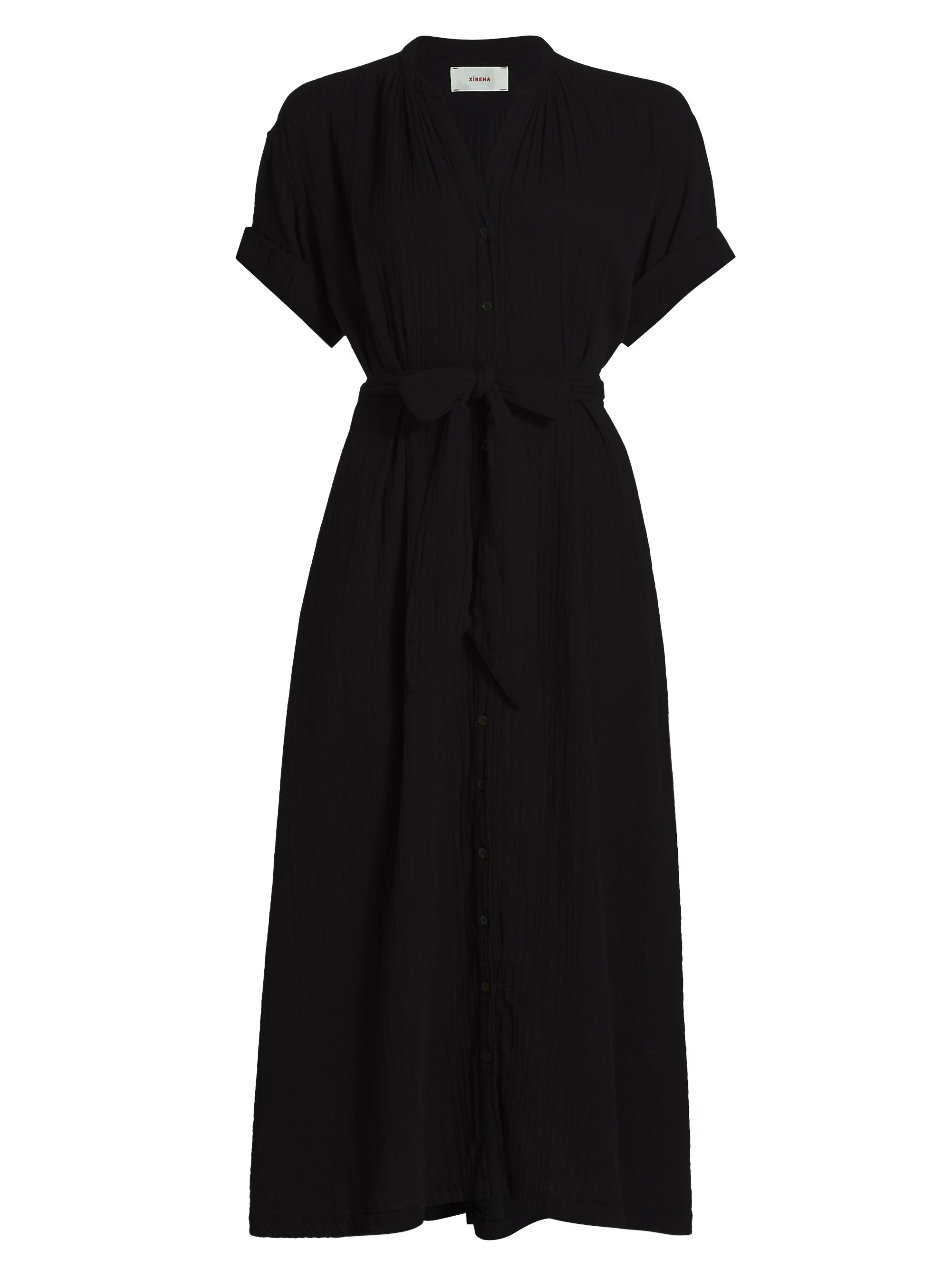 XÍRENA Women's Cate Cotton Belted Maxi Dress - Black