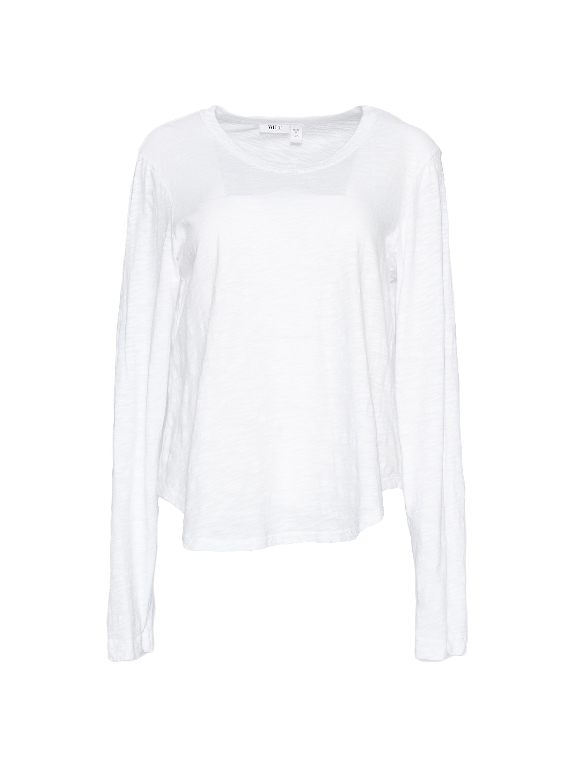 Wilt Women's Shrunken Crew Long Sleeve Shirttail Slub Tee - Grey Heather