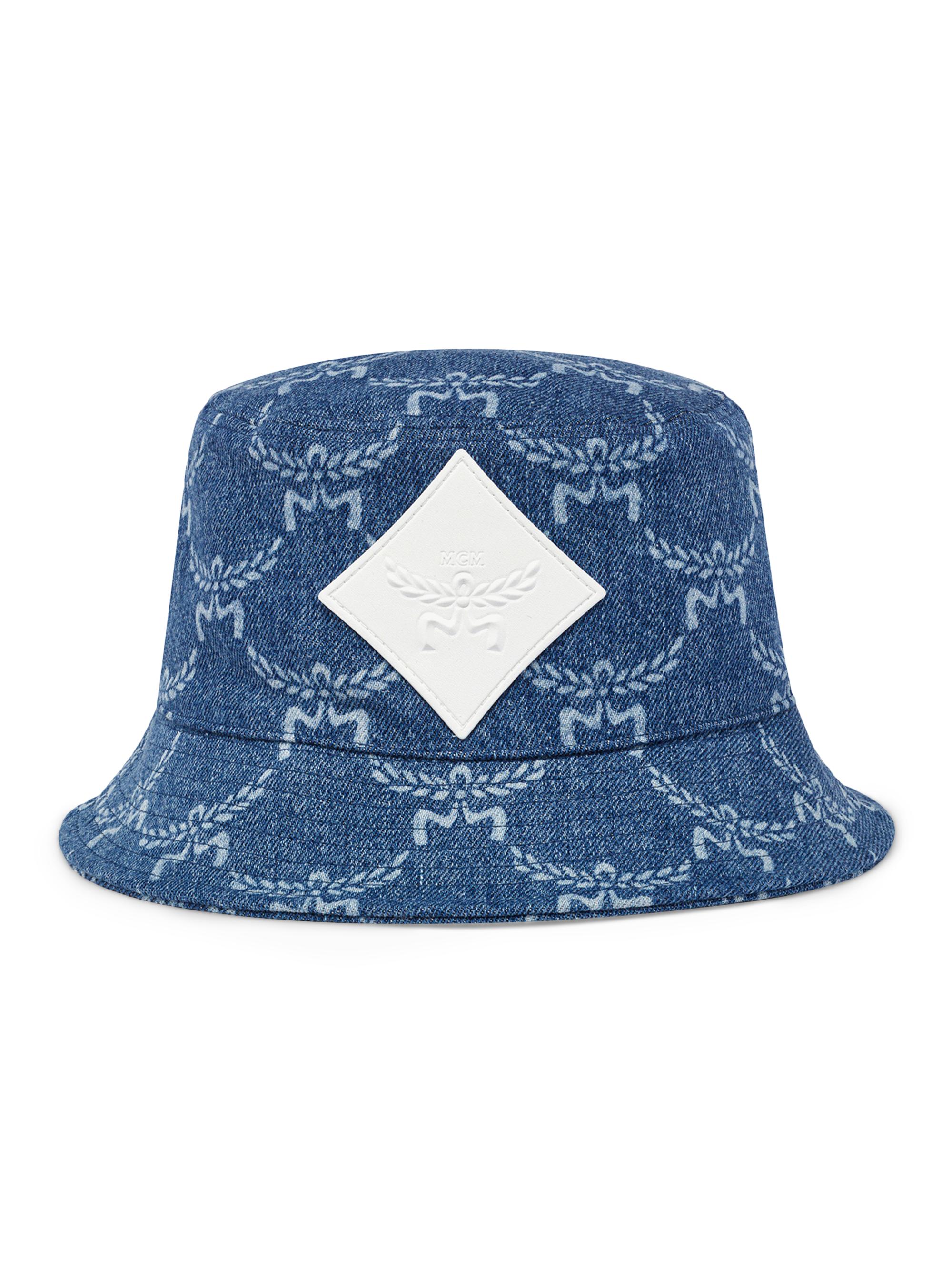 MCM Men's Lauretos Logo Denim Bucket Hat - Indigo