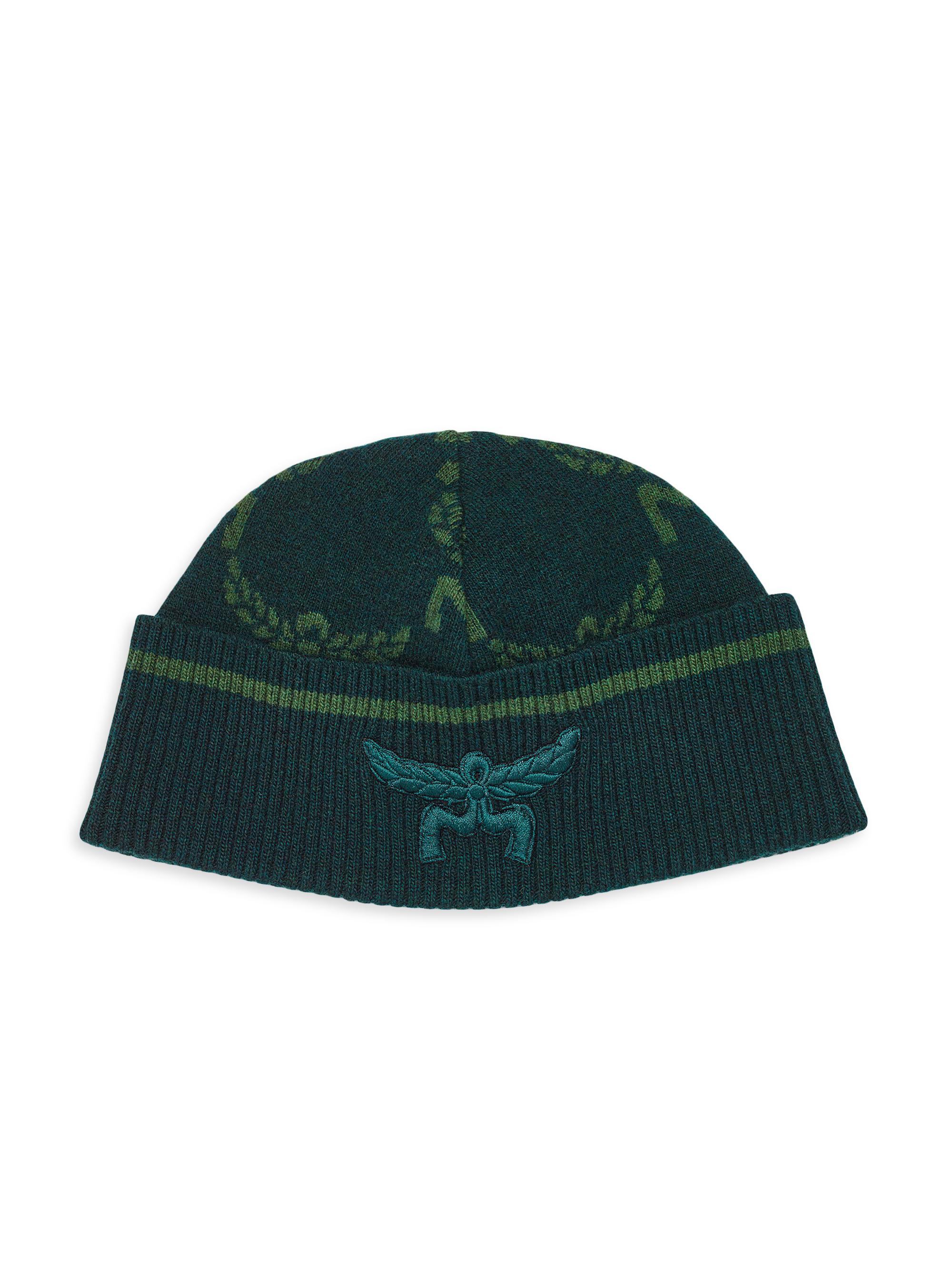 MCM Men's Logo Wool & Cashmere-Blend Beanie - Forest Green