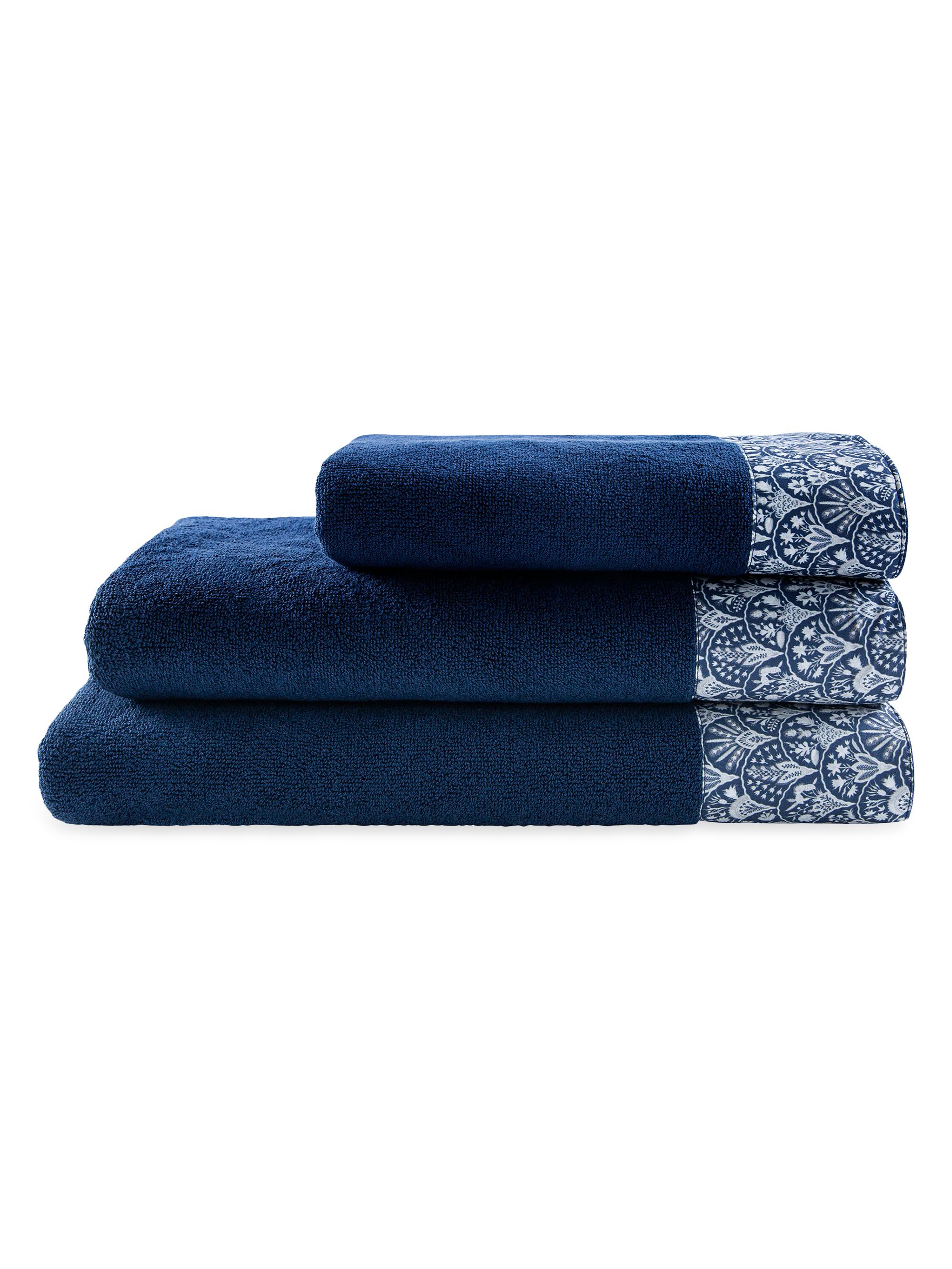 Anne de Solène Galante Cotton Towel Collection - Blue On White Bath Towel