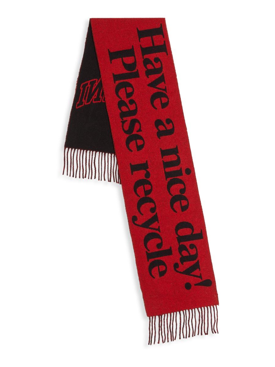 Ganni Slogan Wool Fringe Scarf | Saks Fifth Avenue