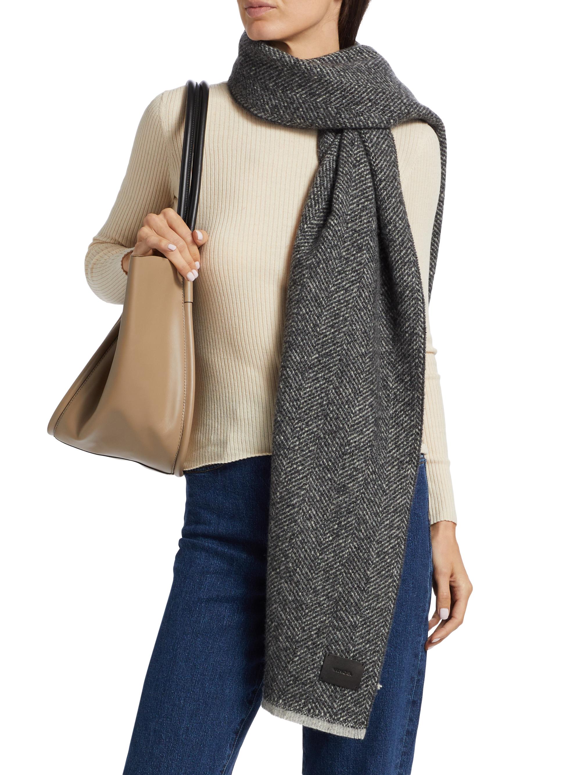 Vince Women's Glen Plaid Cashmere Scarf - Black