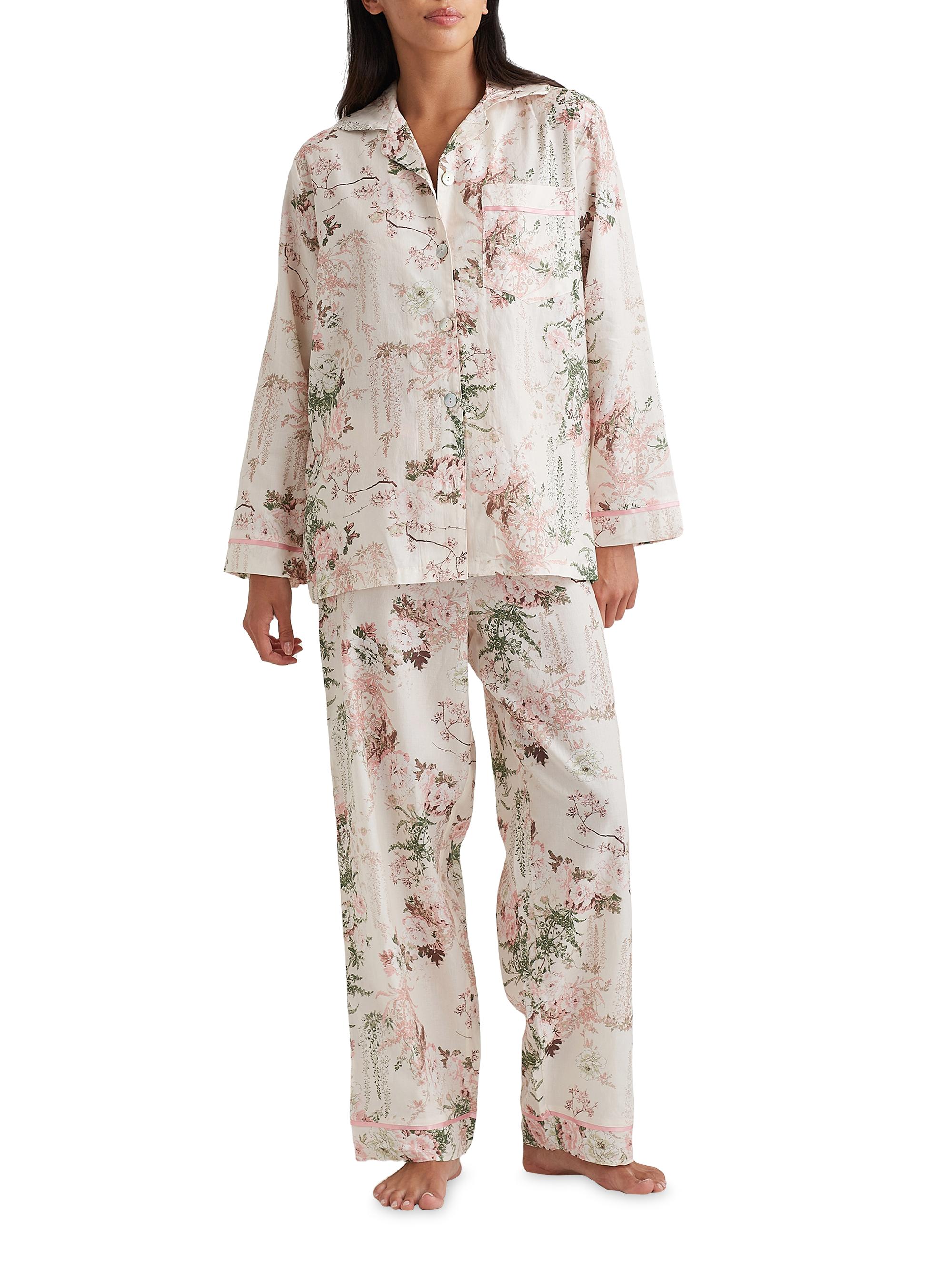 Papinelle Women's Odette Floral Cotton Pajamas - Sea Salt