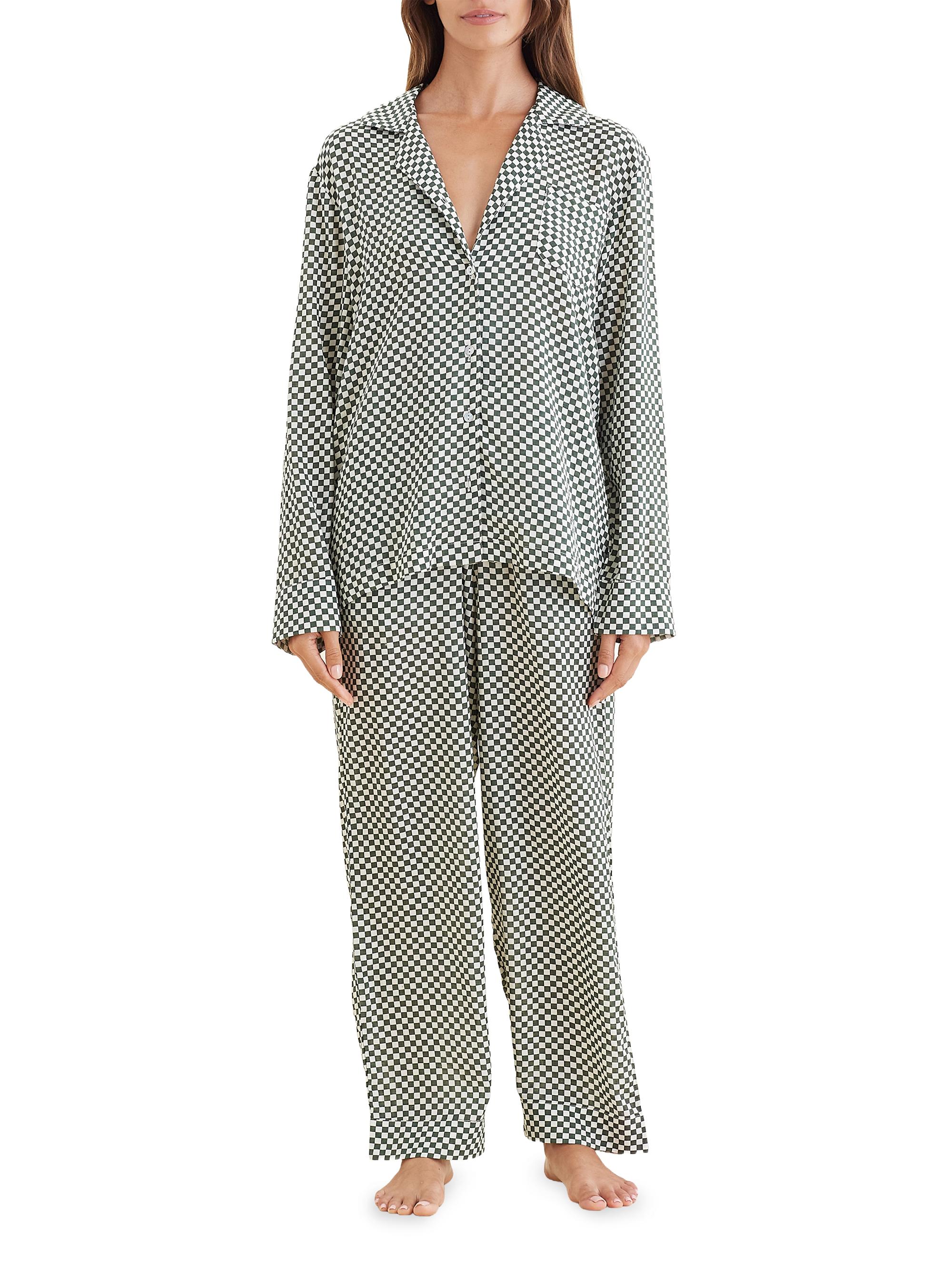Papinelle Women's Anais Checked Pajamas - Forest Green