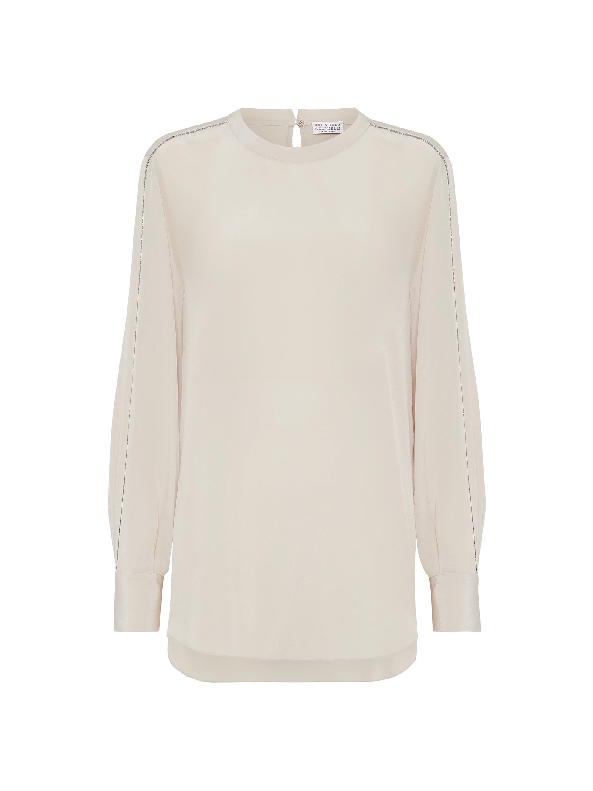 Brunello Cucinelli Women's Silk Crepe De Chine T-Shirt - Sand