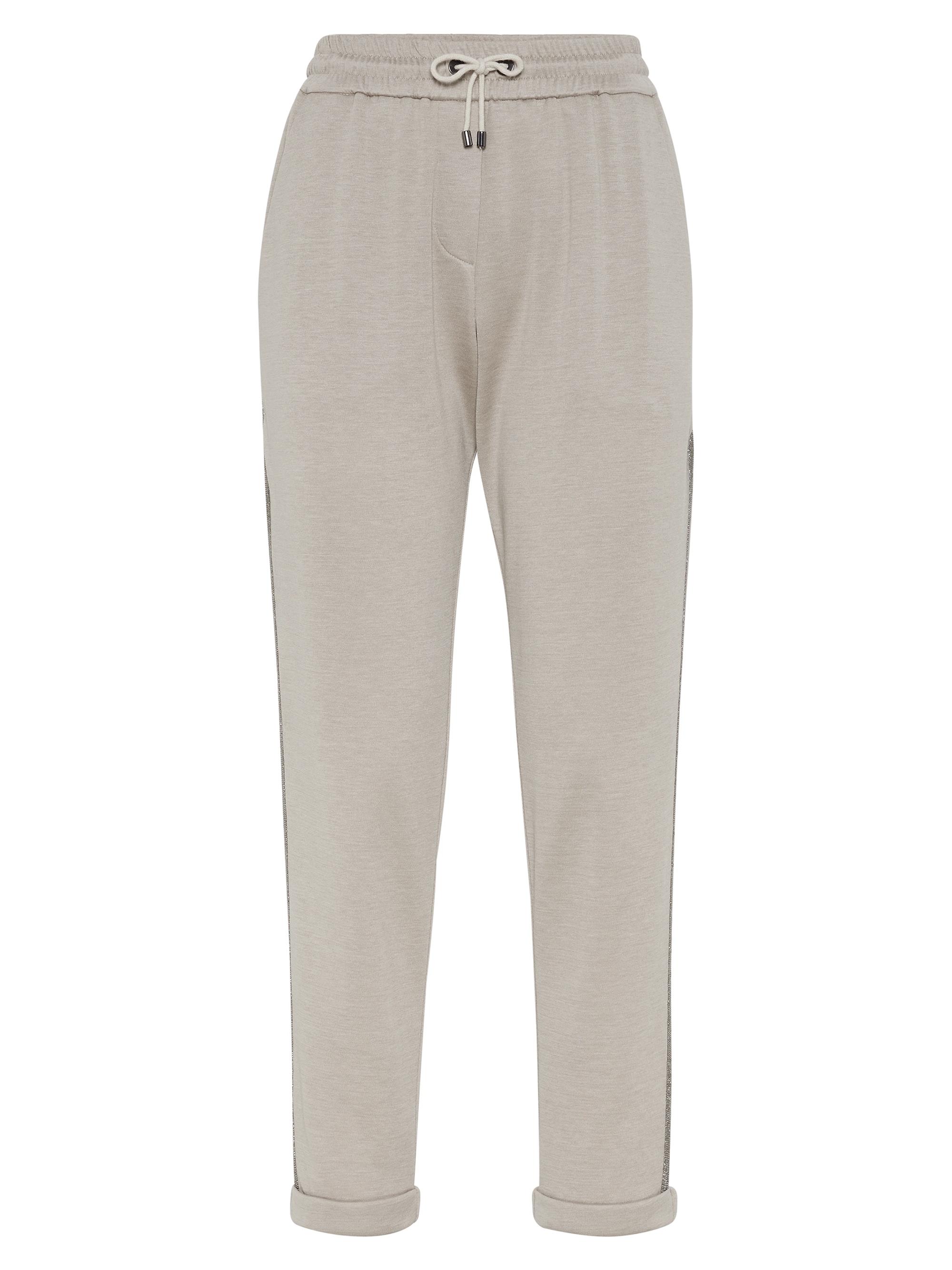 Brunello Cucinelli Women's Comfort Cotton and Silk Interlock Trousers - Light Grey