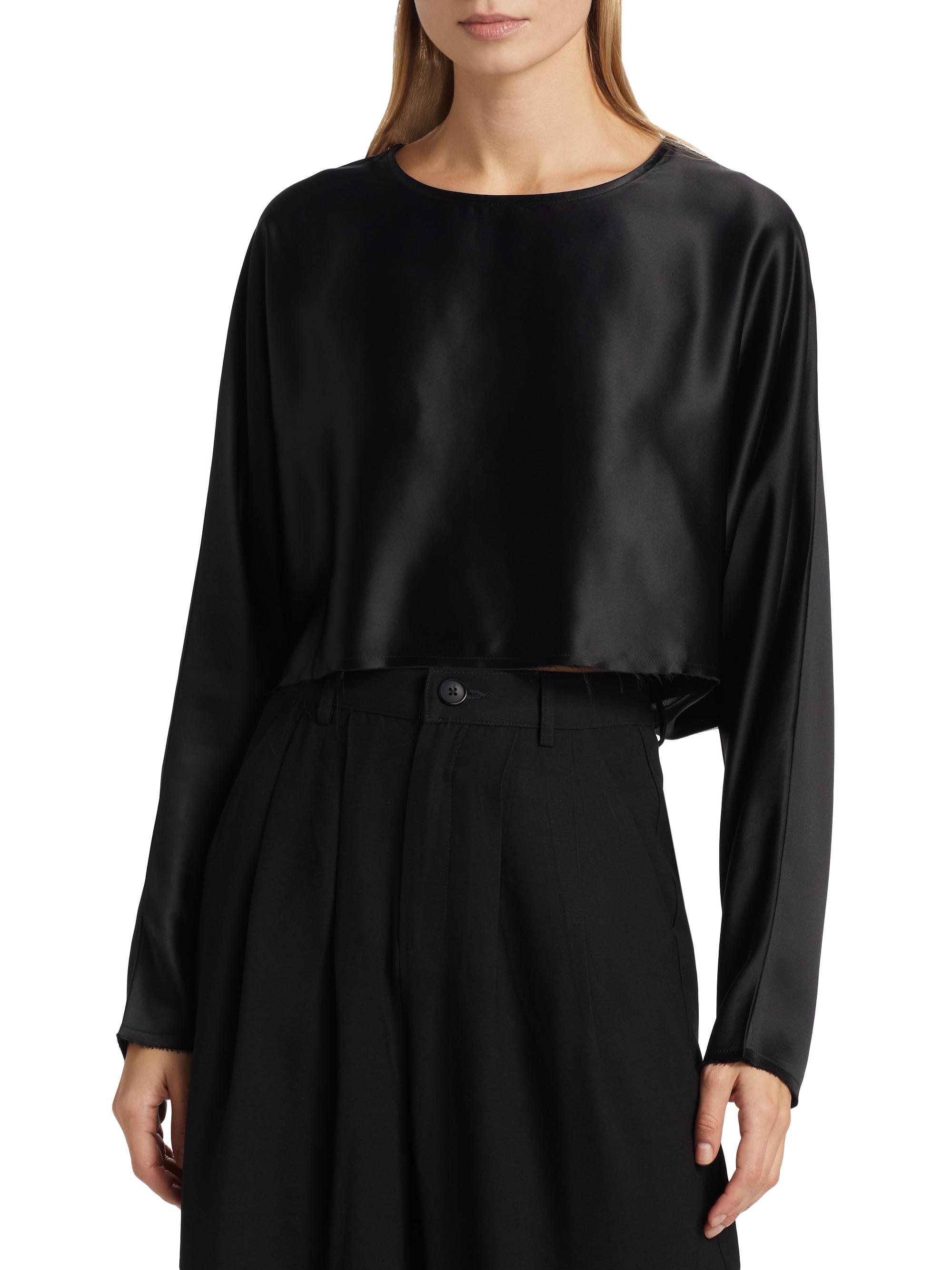 Nonchalant Label Emilia Satin Crop Blouse | Saks Fifth Avenue