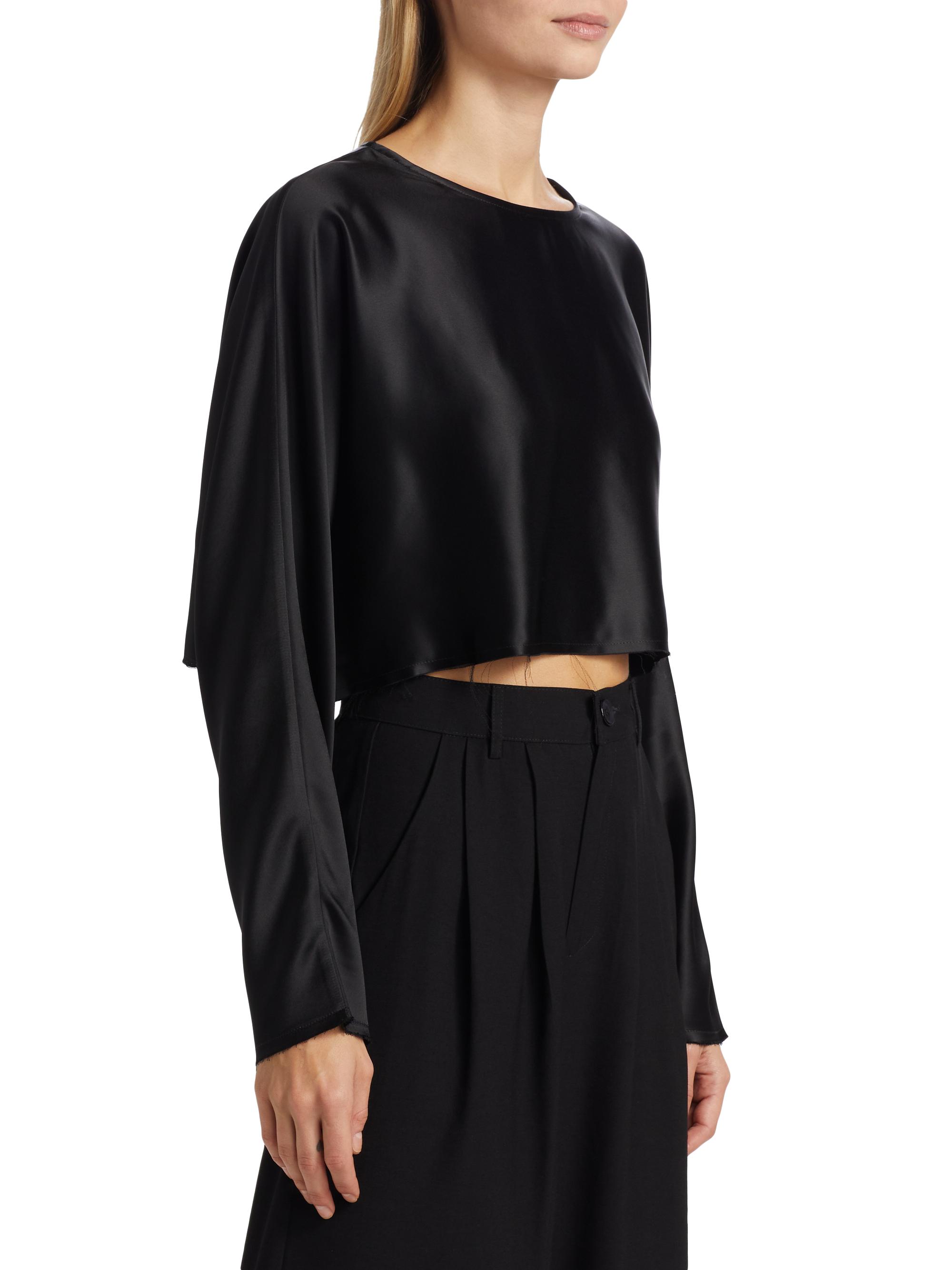 Nonchalant Label Emilia Satin Crop Blouse | Saks Fifth Avenue