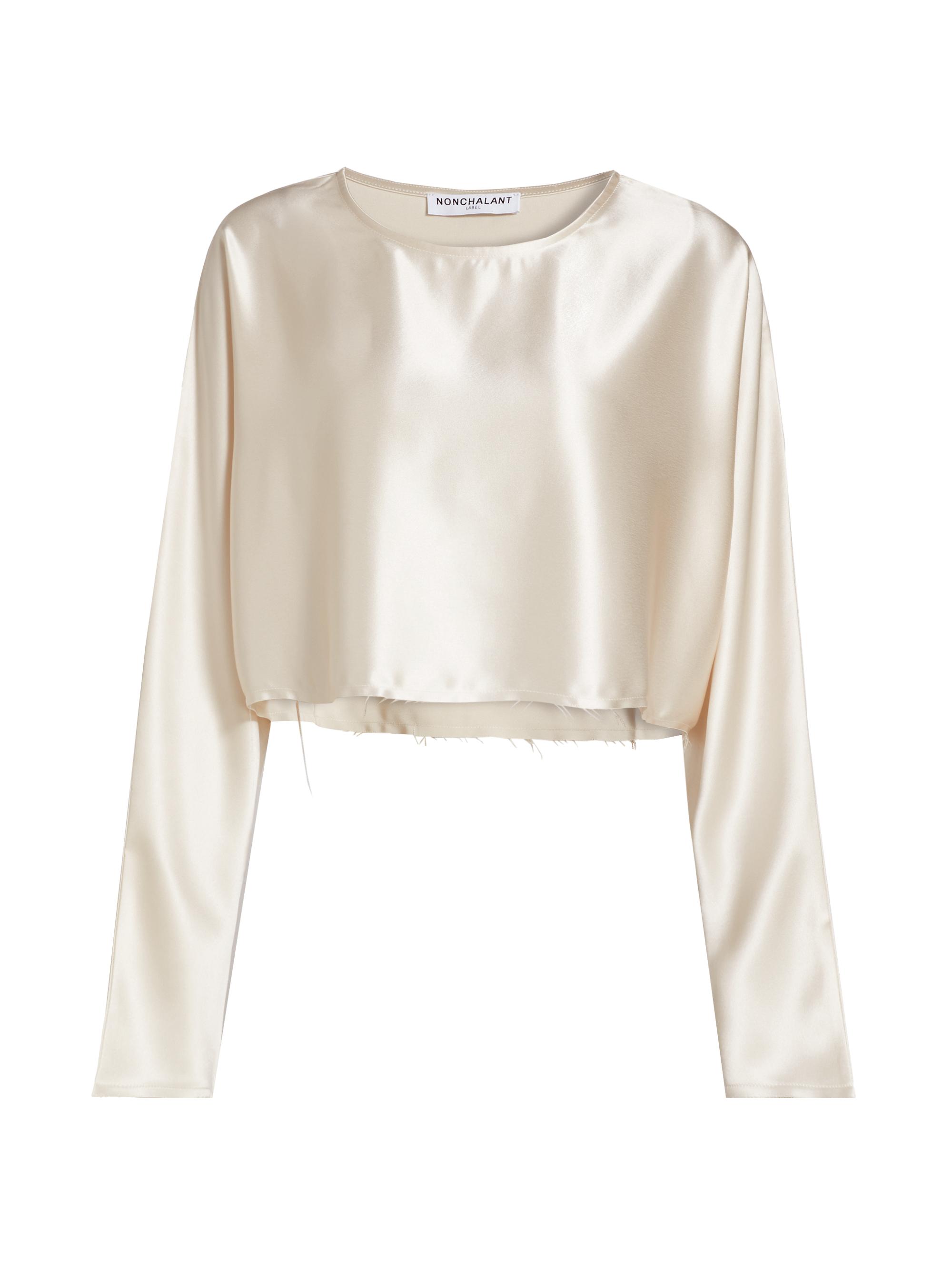 Nonchalant Label Women's Emilia Satin Crop Blouse - Moss