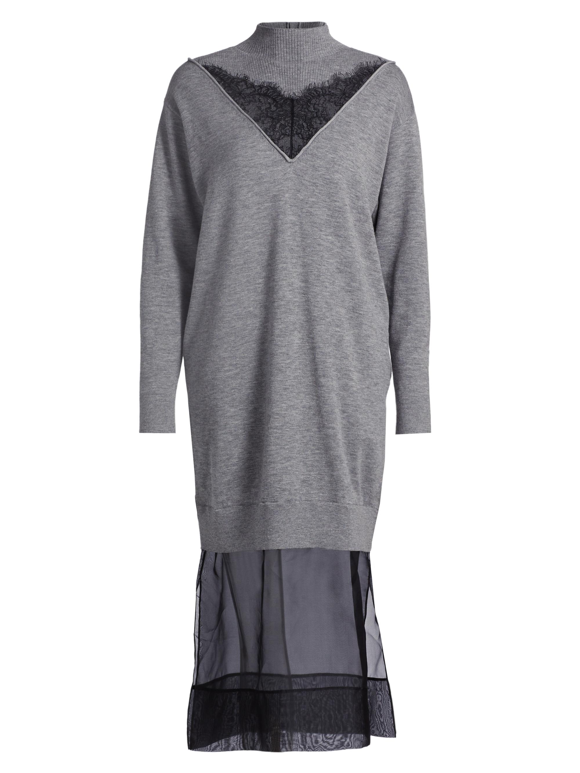 3.1 Phillip Lim Women's Wool-Organza Mock-Turtleneck Midi-Dress Melange Grey