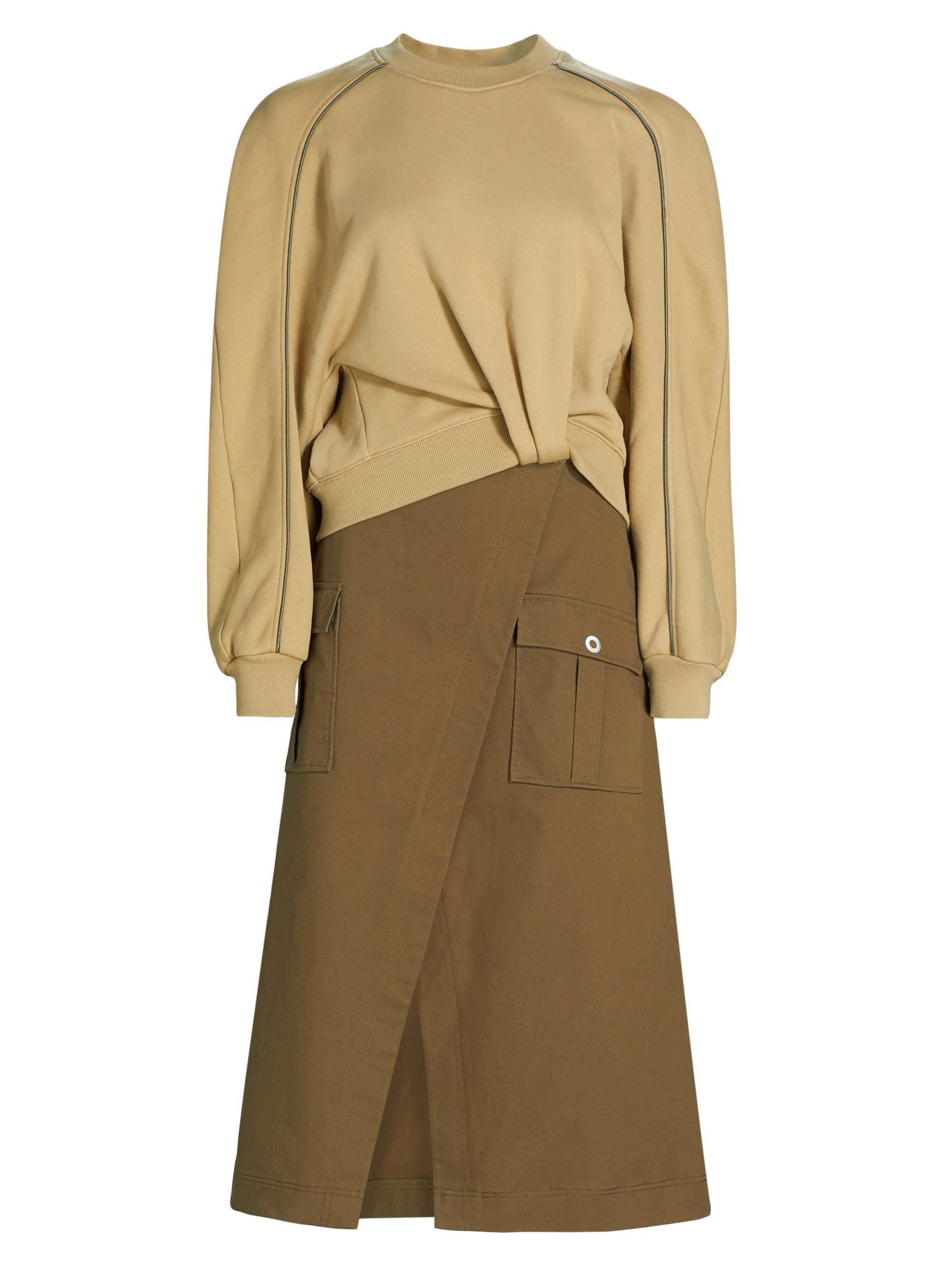 3.1 Phillip Lim Women's Cotton Combo Utility Midi-Dress - Khaki Oak