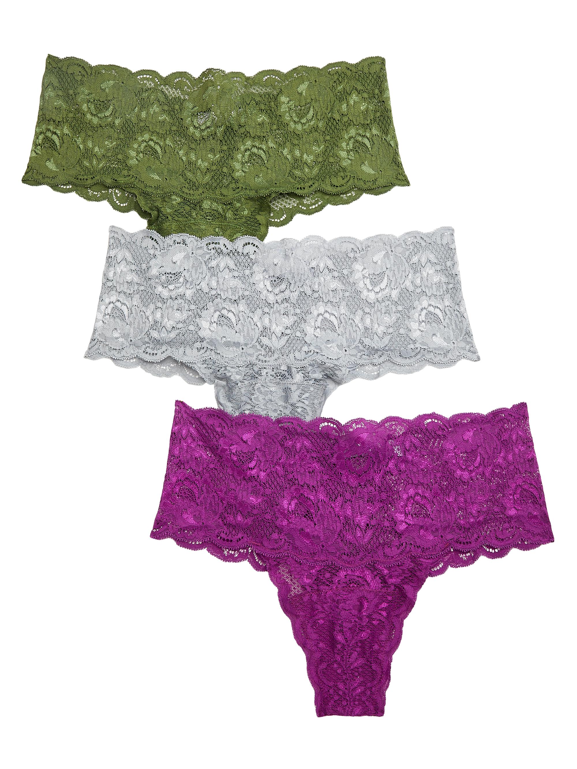 Cosabella Women's Never Say Never Lace 3-Pack Thongs - Carnevale Dove Gray Cappero