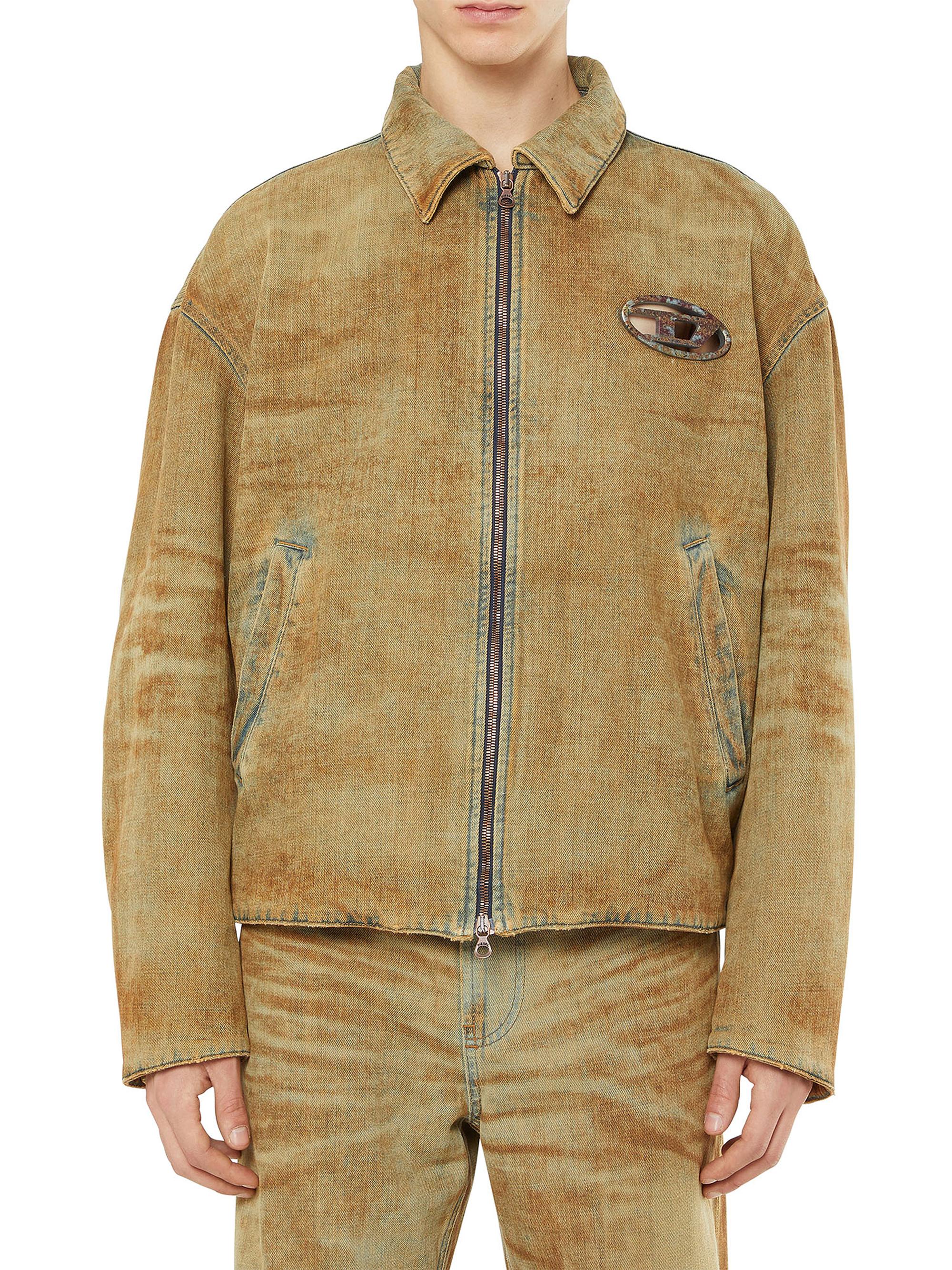 Diesel Men's Distressed Zip-Up Bomber Jacket - Tan