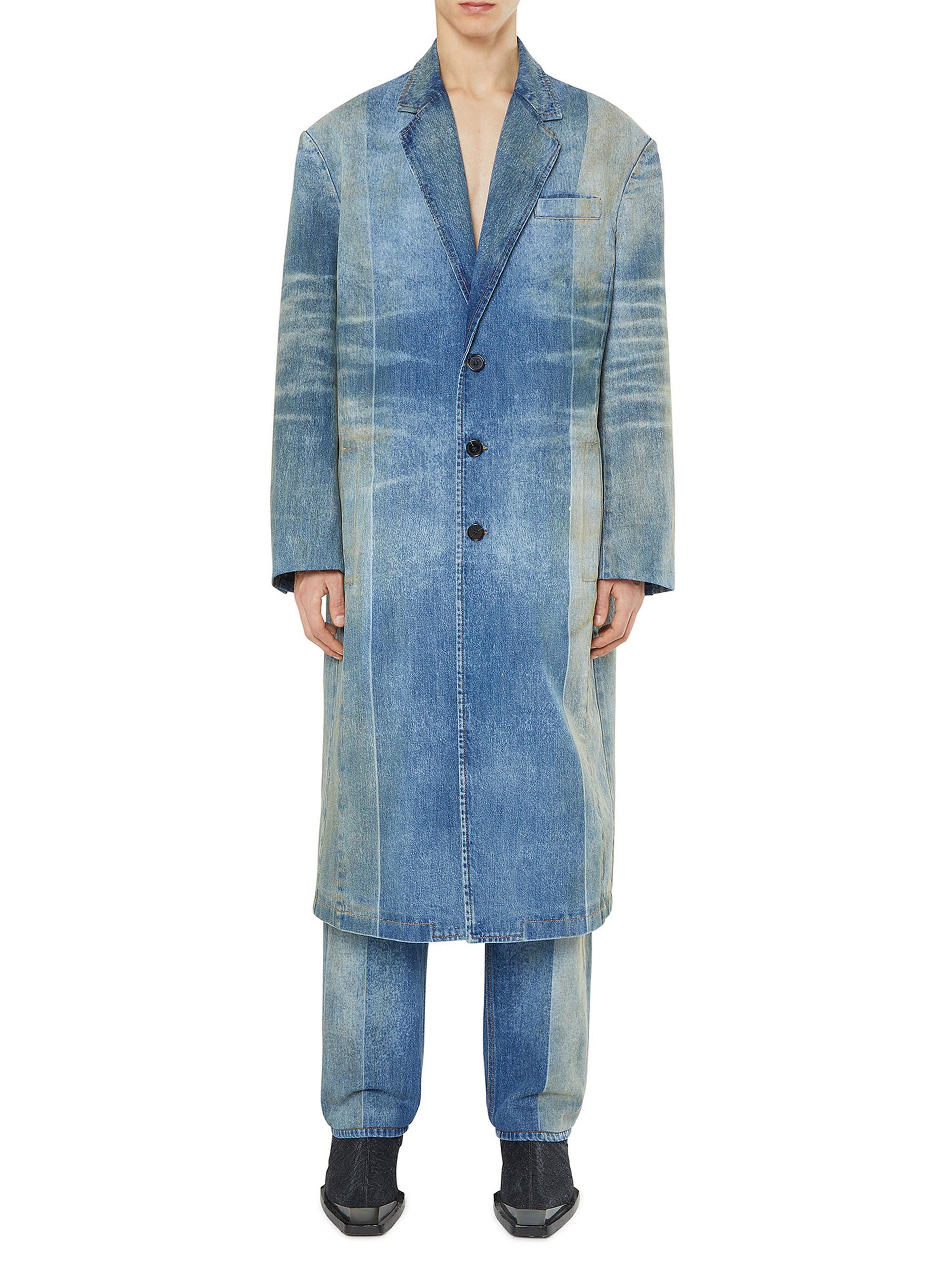 Diesel Men's Washed Denim Trench Coat - Blue