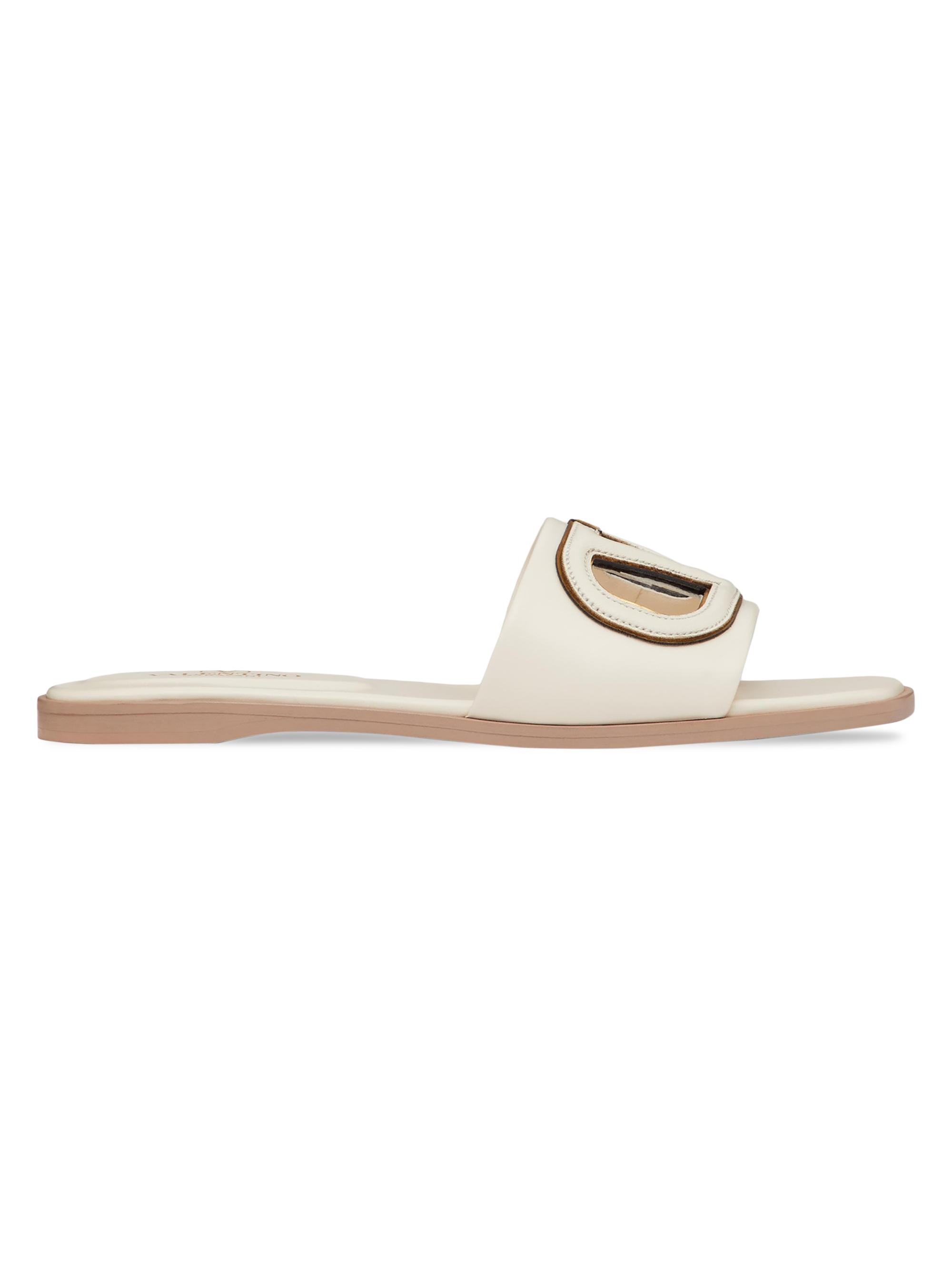 Valentino Garavani Vlogo Cut-Out Calfskin Slide Sandals | Saks