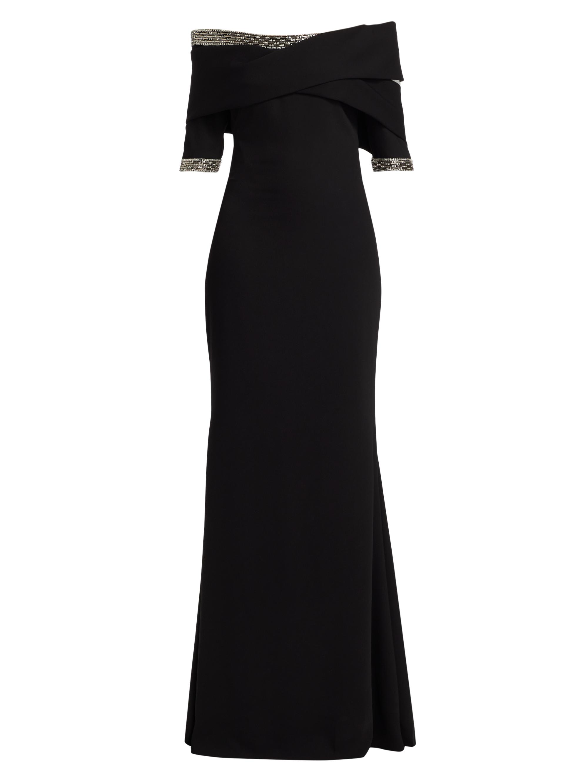 Reem Acra Women's Off-The-Shoulder Beaded Mermaid Gown - Black