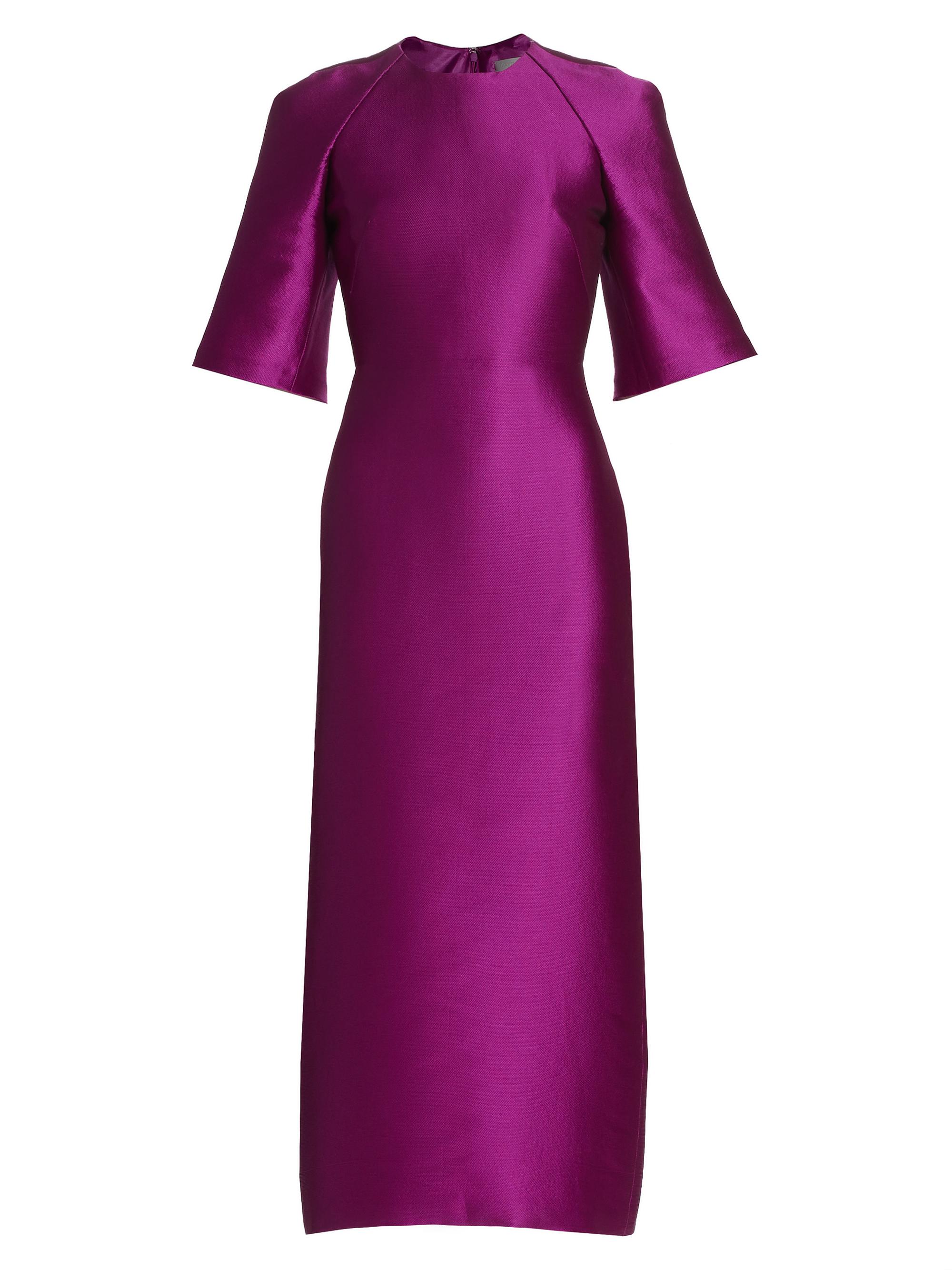 Reem Acra Women's Mikado Trumpet-Sleeve Cocktail Dress - Magenta