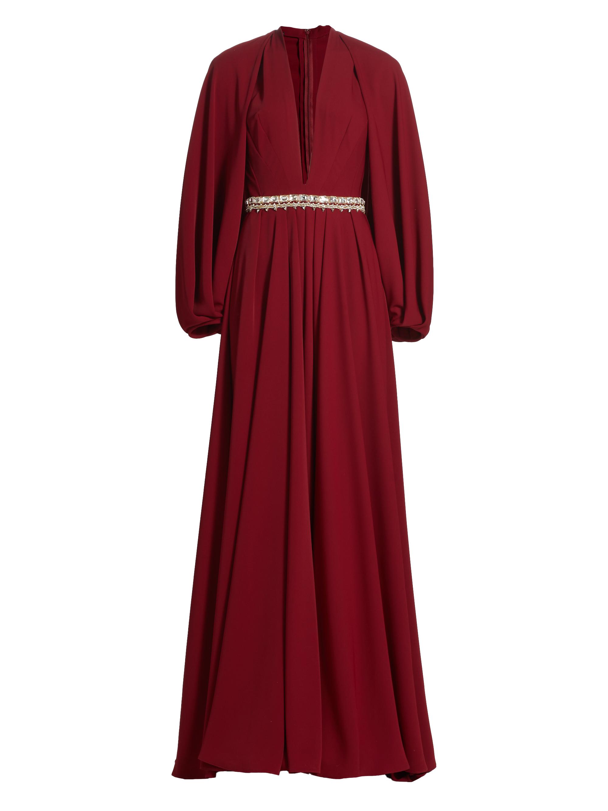 Reem Acra Women's Crepe Embellished Plunge Gown - Deep Red Ruby
