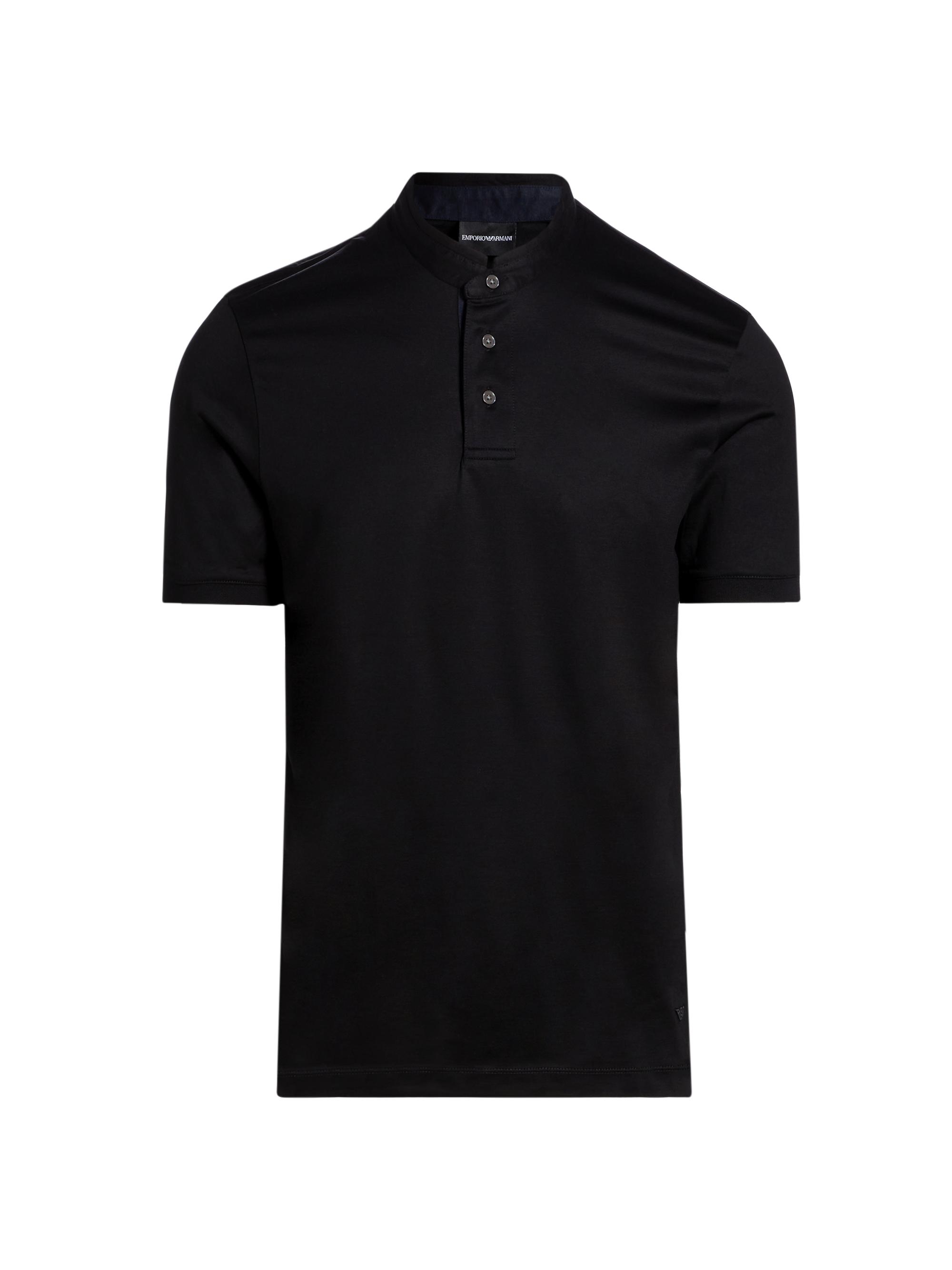 Emporio Armani Men's Cotton-Blend Polo Shirt - Black