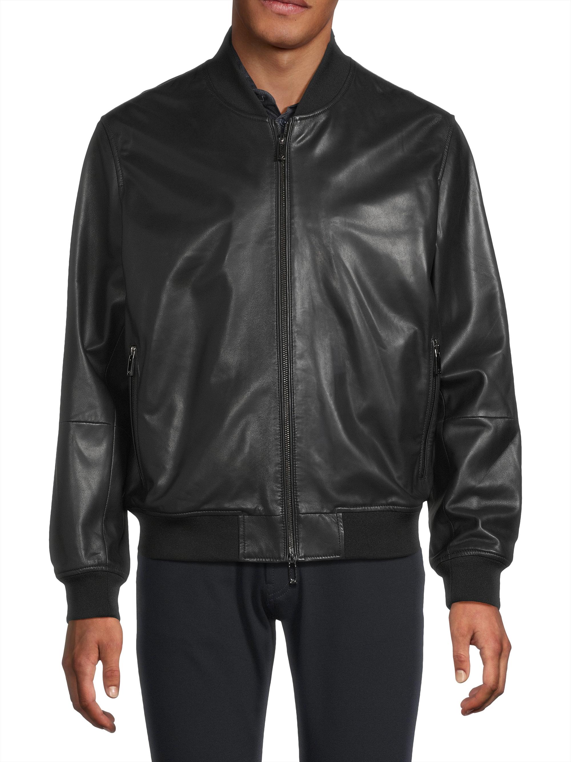 Emporio Armani Leather Bomber Jacket | Saks Fifth Avenue