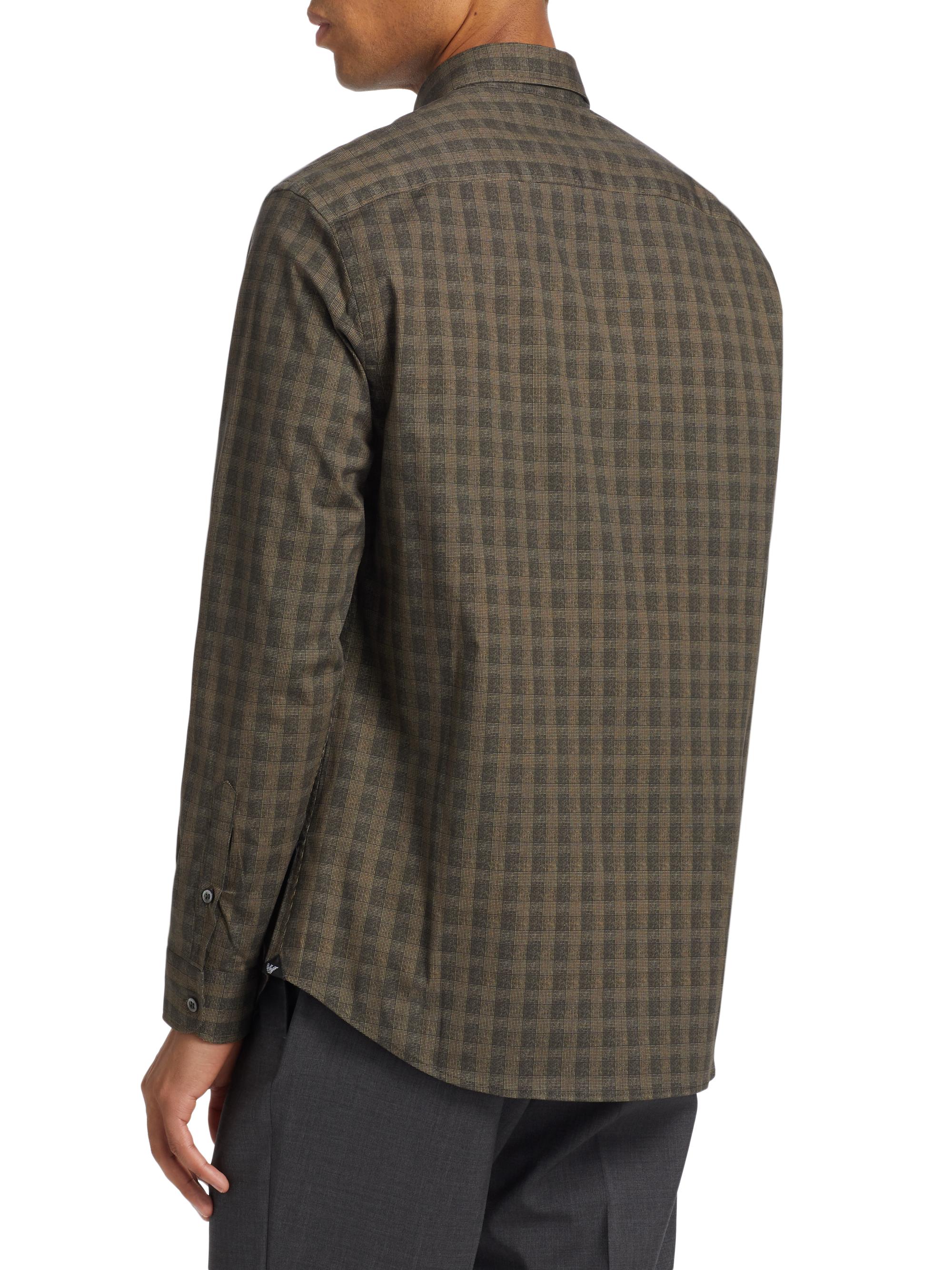 Emporio Armani Checked Cotton-Blend Button-Front Shirt | Saks