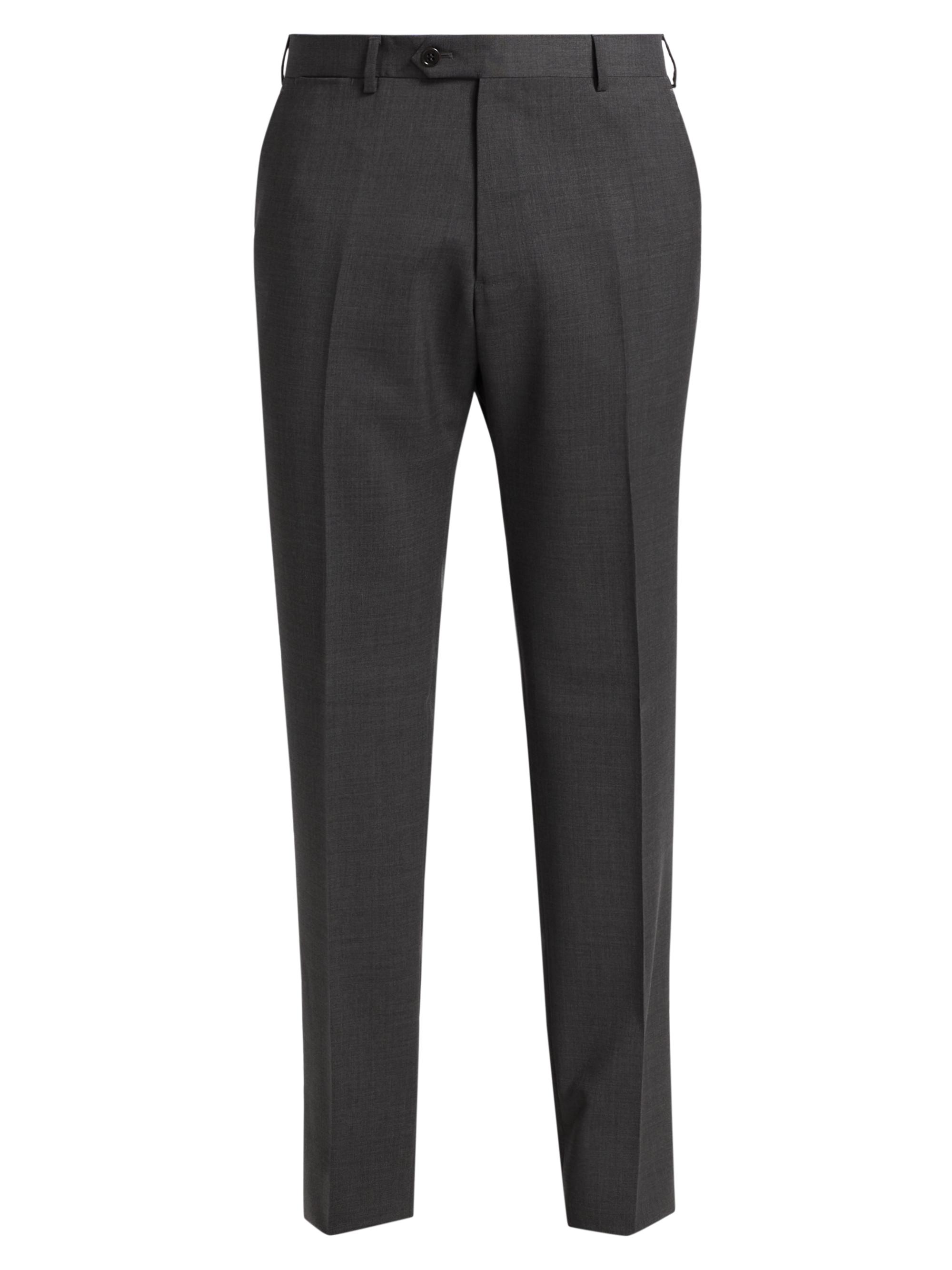 Emporio Armani Men's Basic Wool Trousers - Gray