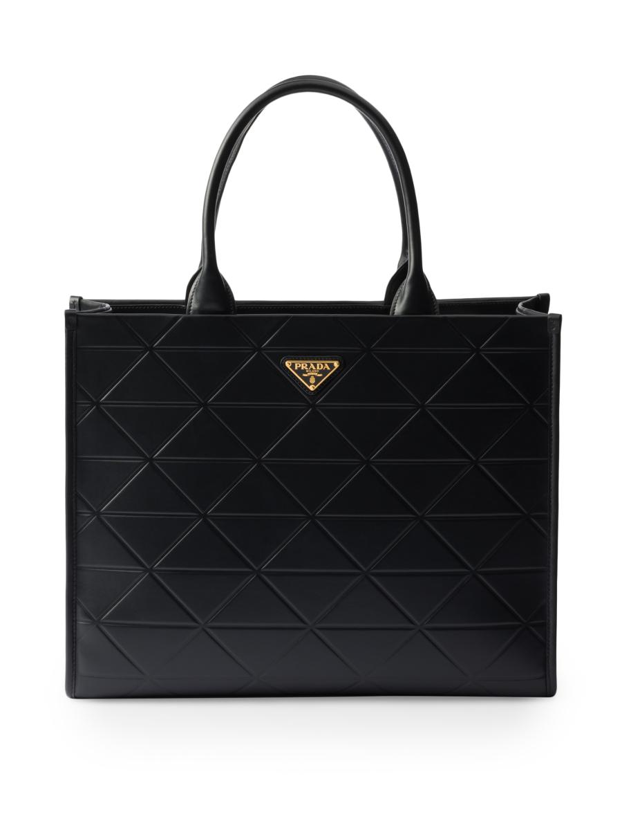 【関税込み】PRADA large shopping bag in grainy leather Prada Large Leather Tote Bag with Zipper Closure | Saks