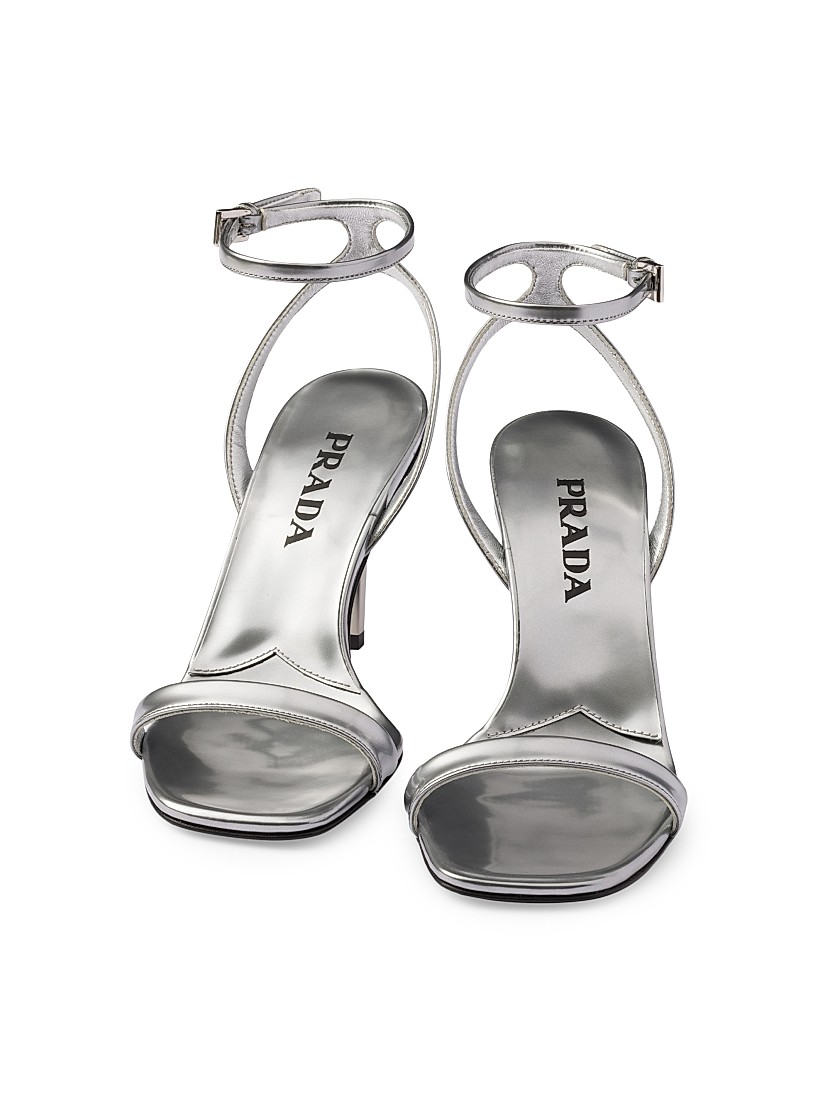 Shop Prada Metallic Leather Sandals | Saks Fifth Avenue Shop Prada Metallic Leather Sandals | Saks Fifth Avenue