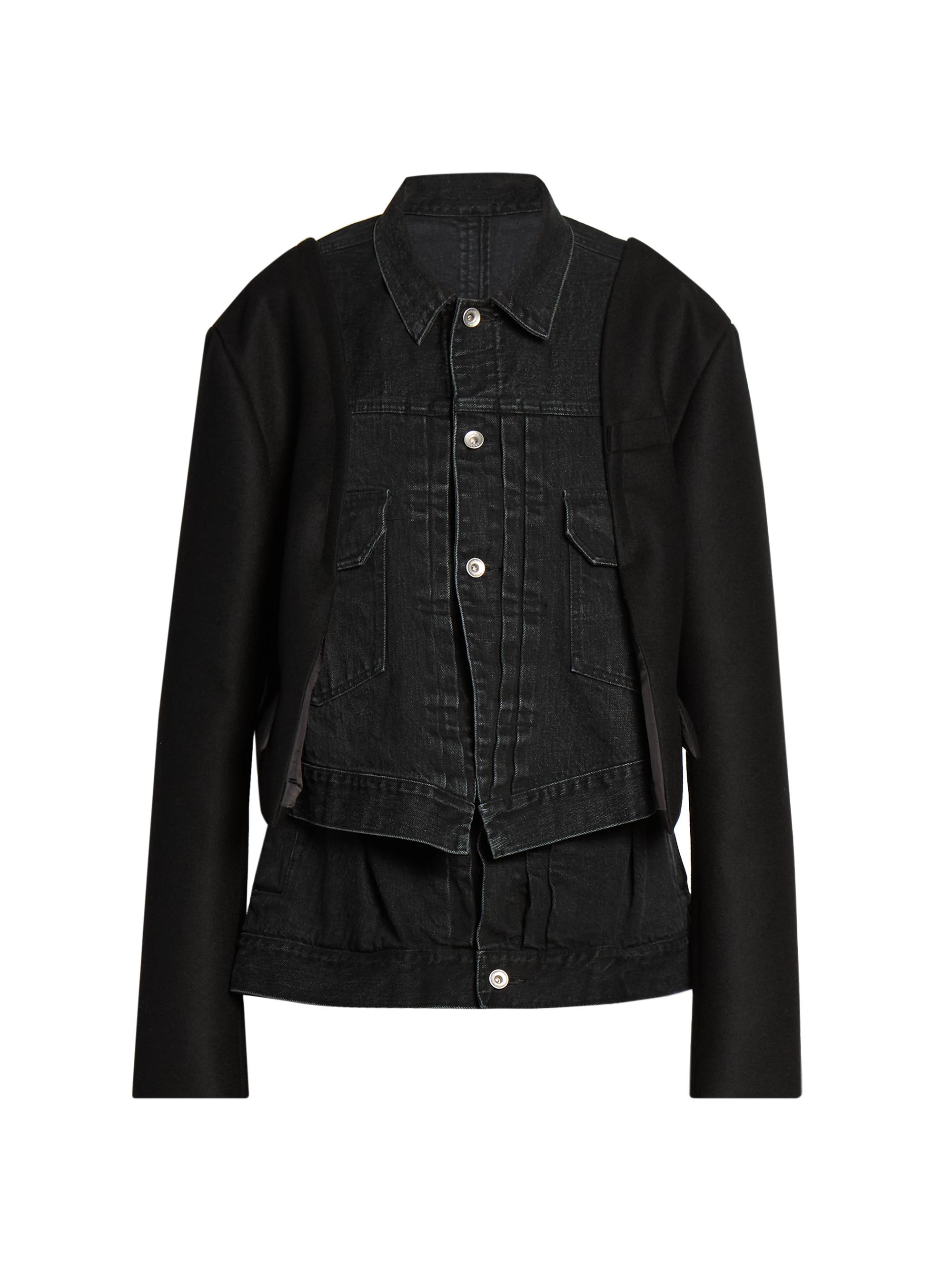 Sacai Women's Denim Wool Mixed Media Jacket - Black