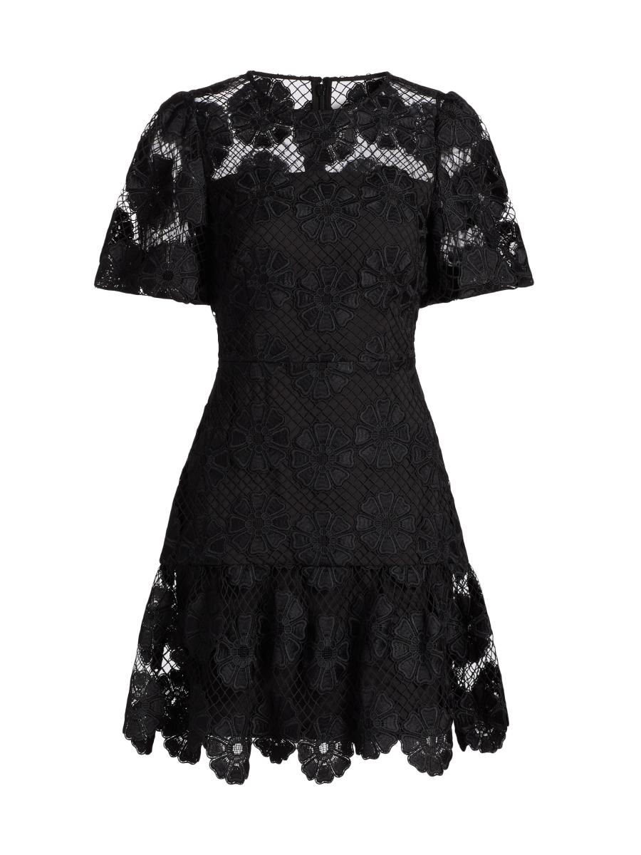 〜4/5 限定発売　Poppy lace mini dress black Azura floral-appliqué mini dress in Black