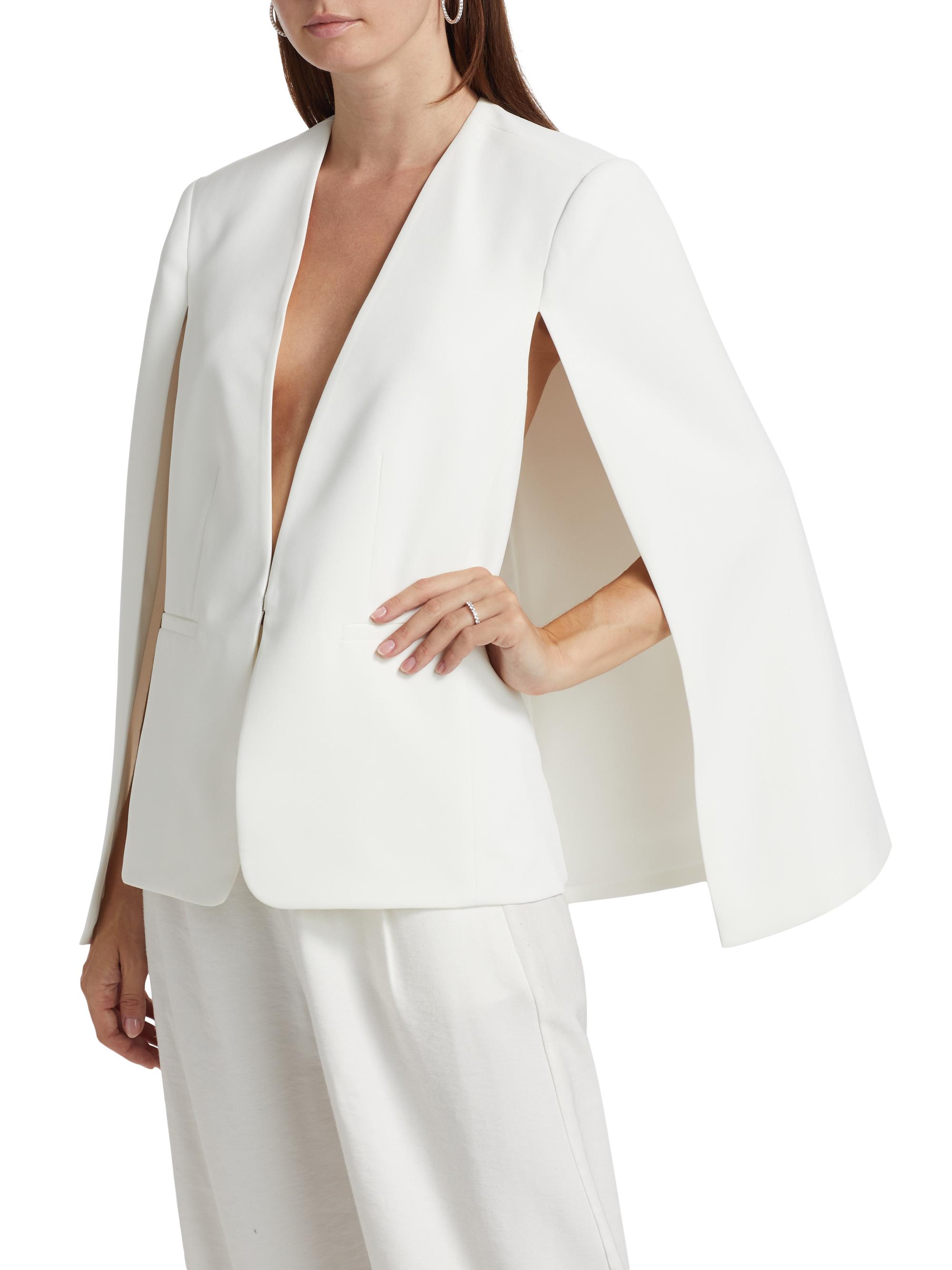 muguet stand collar midi coat  (ivory） Milly Astrid Cape Blazer | Saks Fifth Avenue