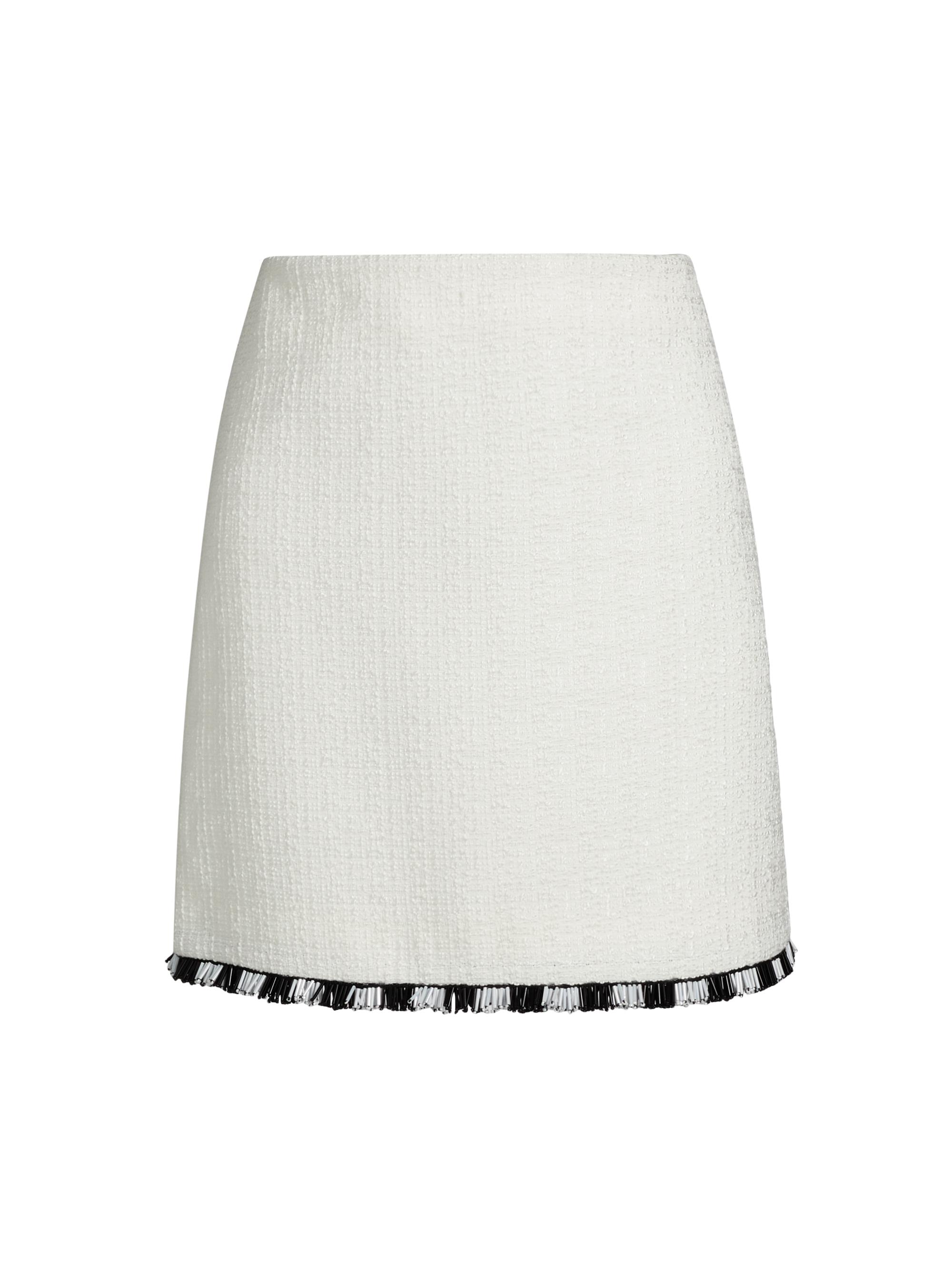 Milly Women's Beaded Fringe Miniskirt - Ecru