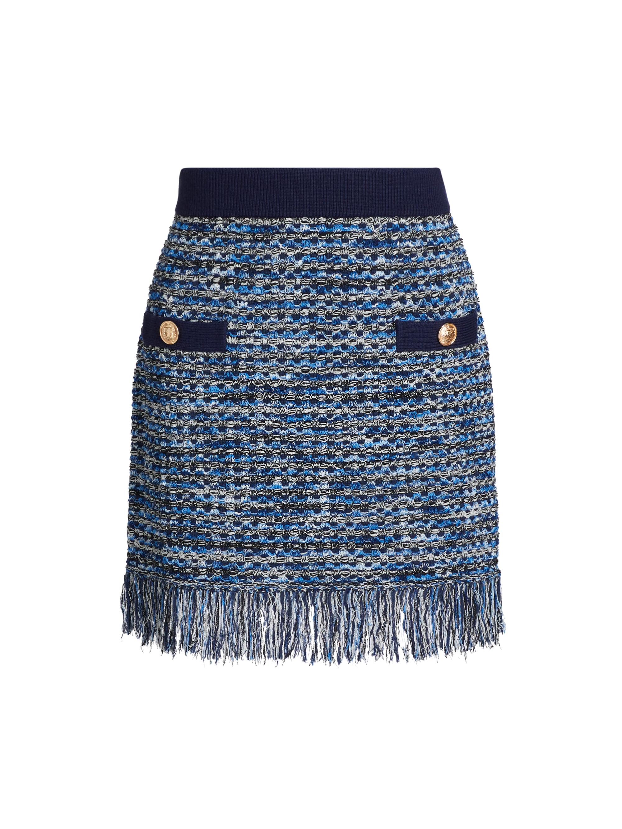 Milly Women's Kali Textured Fringe Miniskirt - Navy Multi