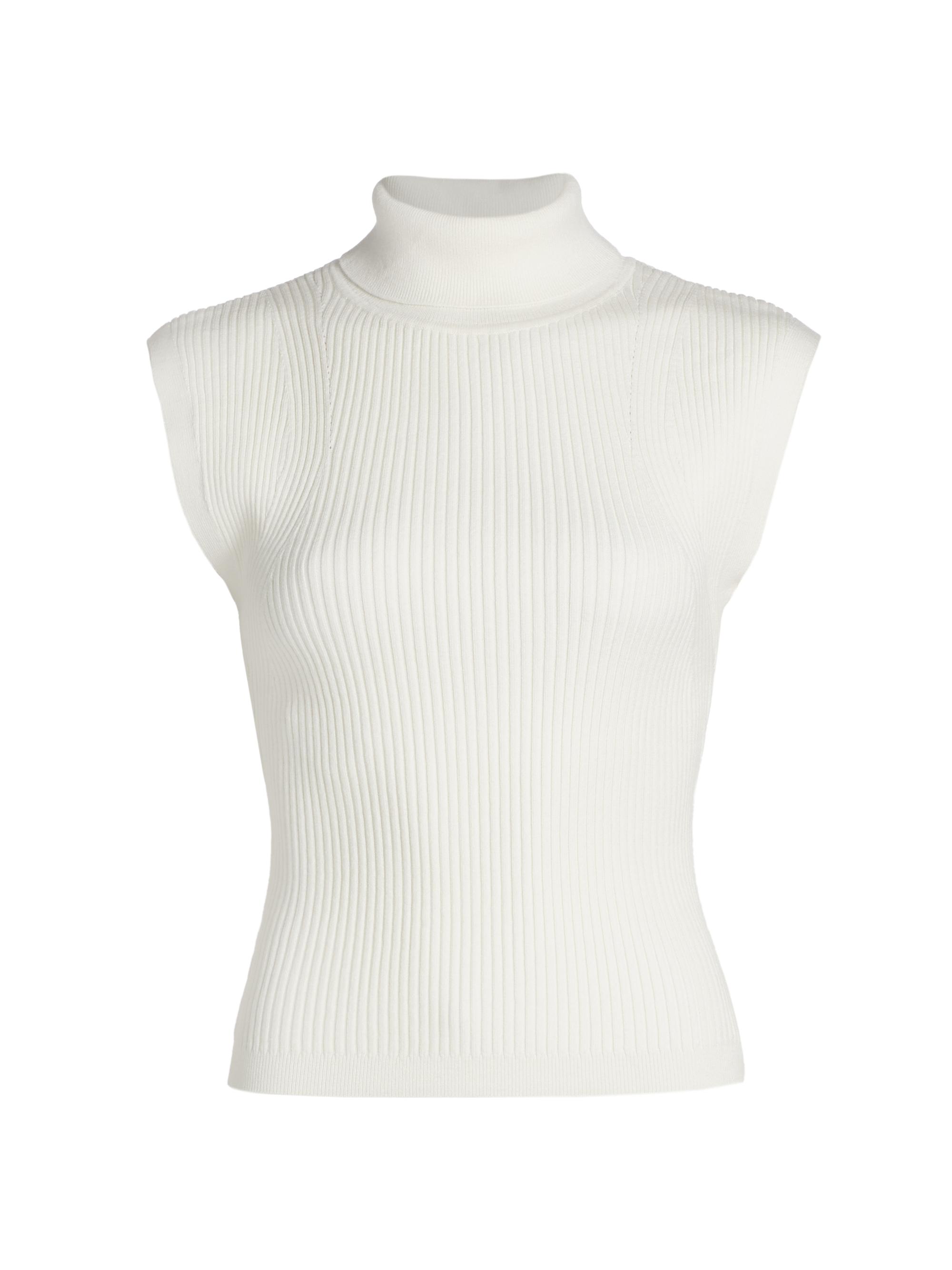 Milly Women's Kinley Rib-Knit Sleeveless Top - Ecru