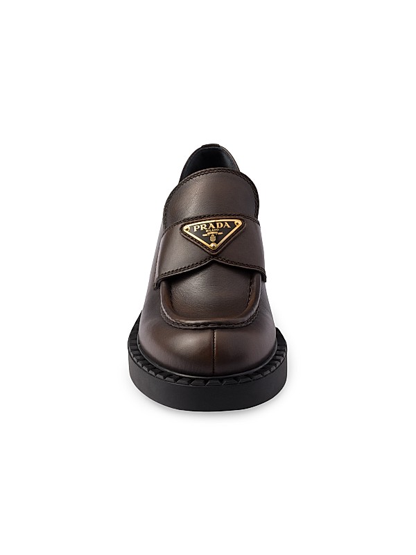 Shop Prada Chocolate Leather Loafers | Saks Fifth Avenue Shop Prada Chocolate Leather Loafers | Saks Fifth Avenue