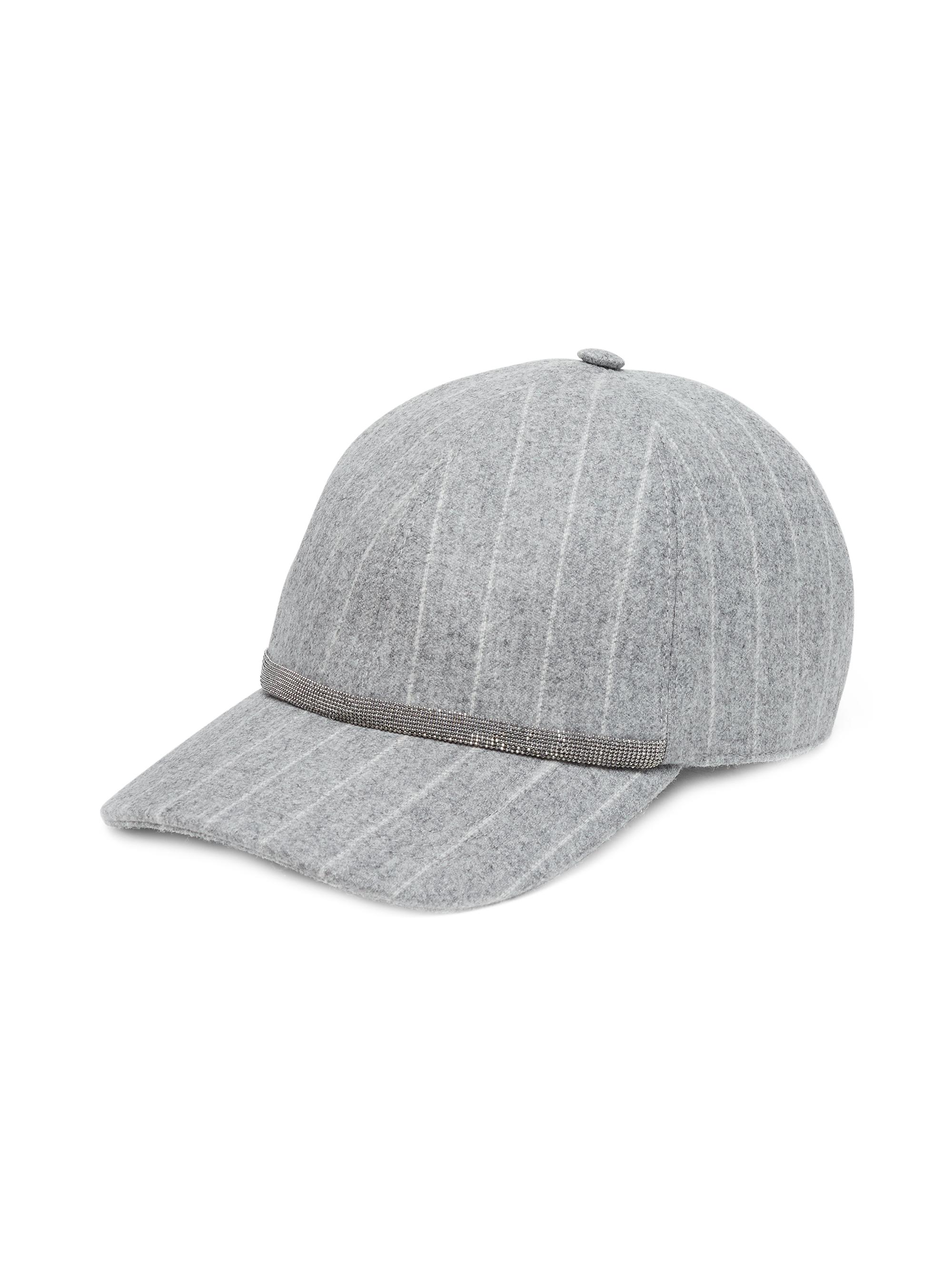 Brunello Cucinelli Women's Chalk Stripe Baseball Cap with Shiny Band - Light Grey