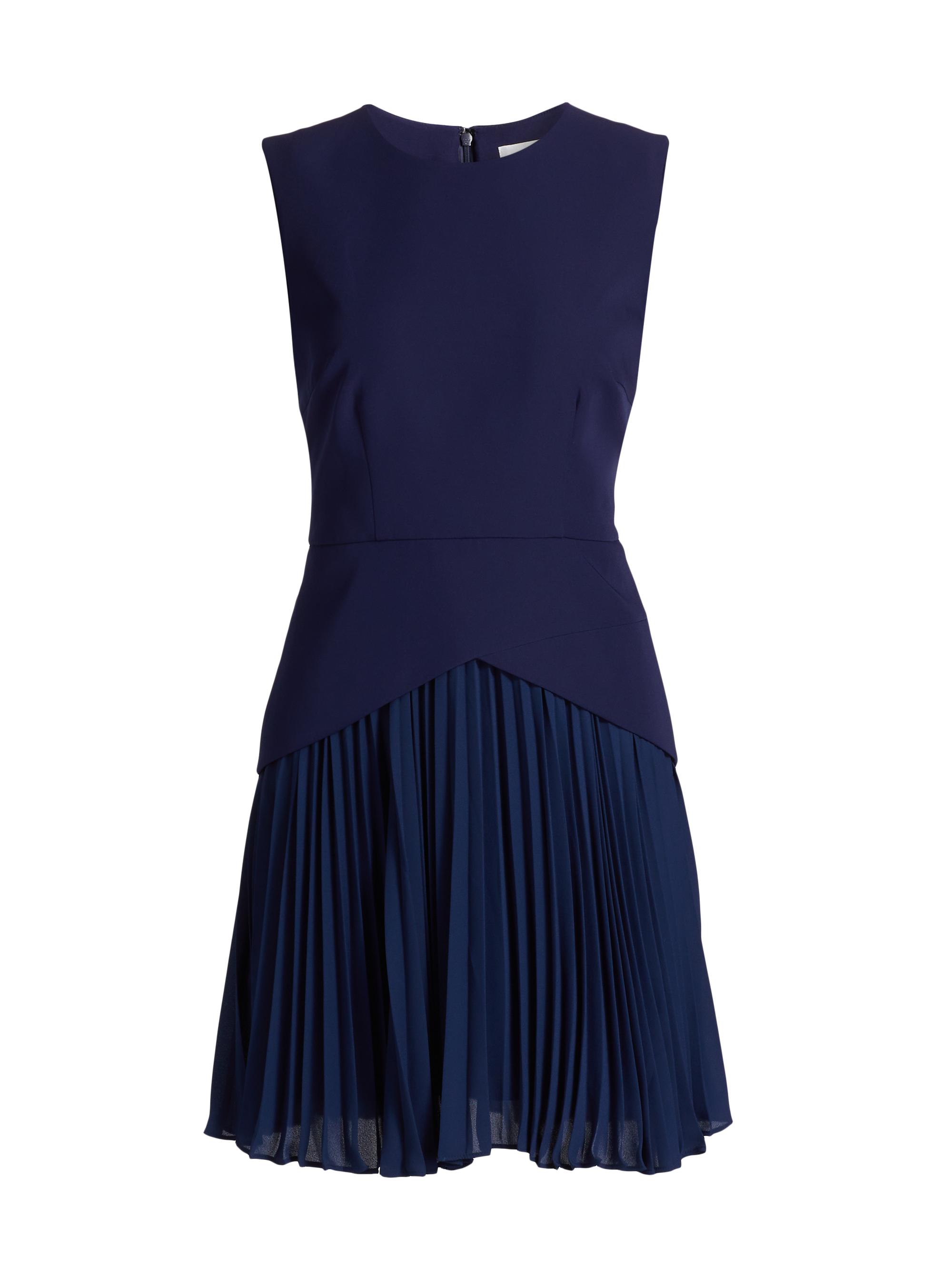 Milly Women's Haddy Pleated Minidress - Navy