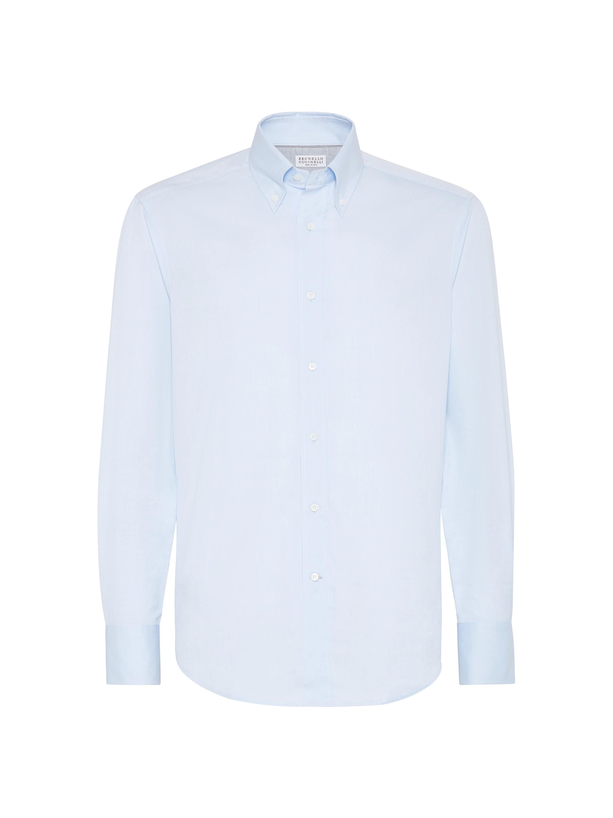 Brunello Cucinelli Men's Twill Slim Fit Shirt - Azure