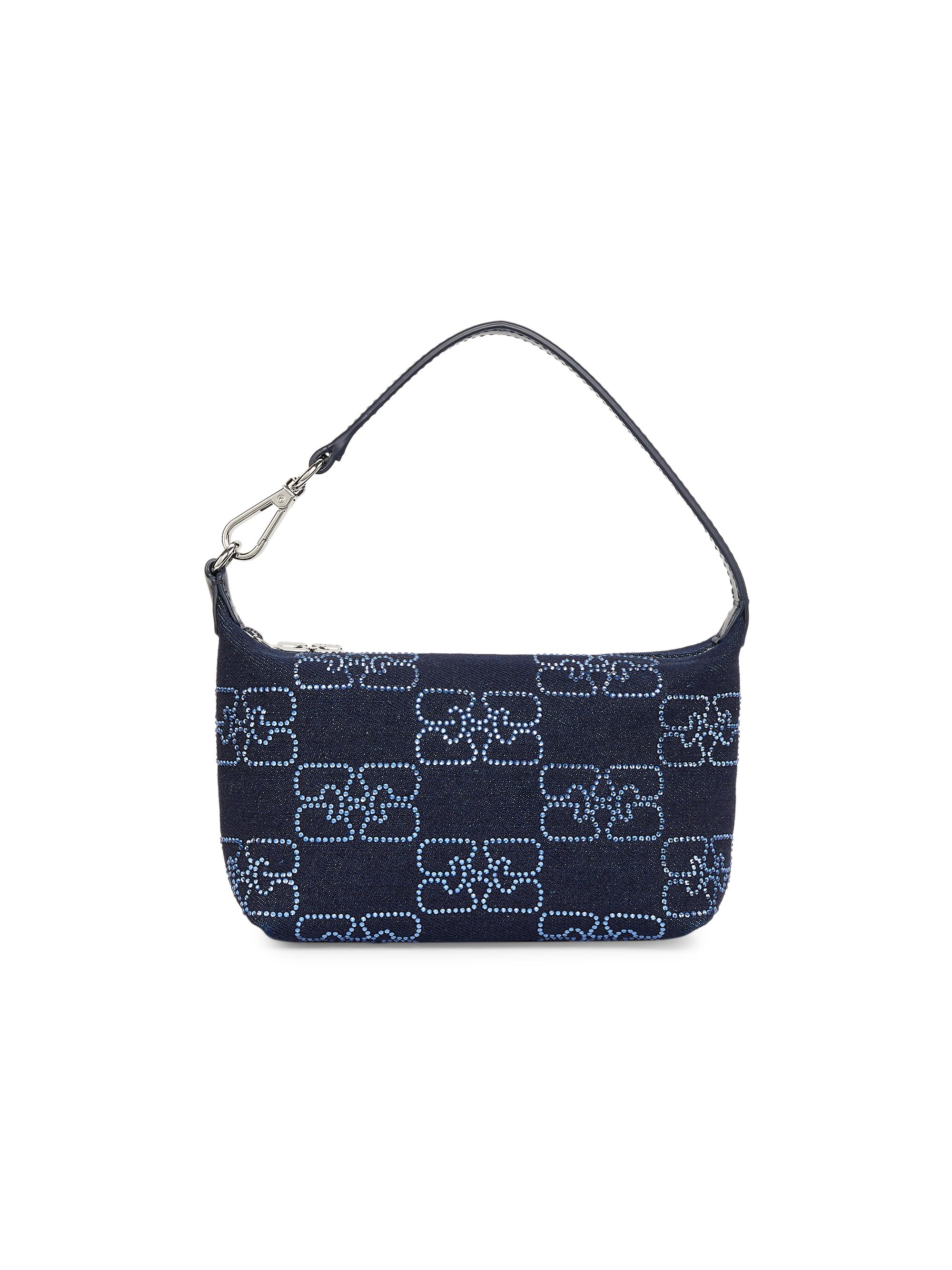 Ganni Women's Mini Butterfly Denim Top Handle Pouch - Black