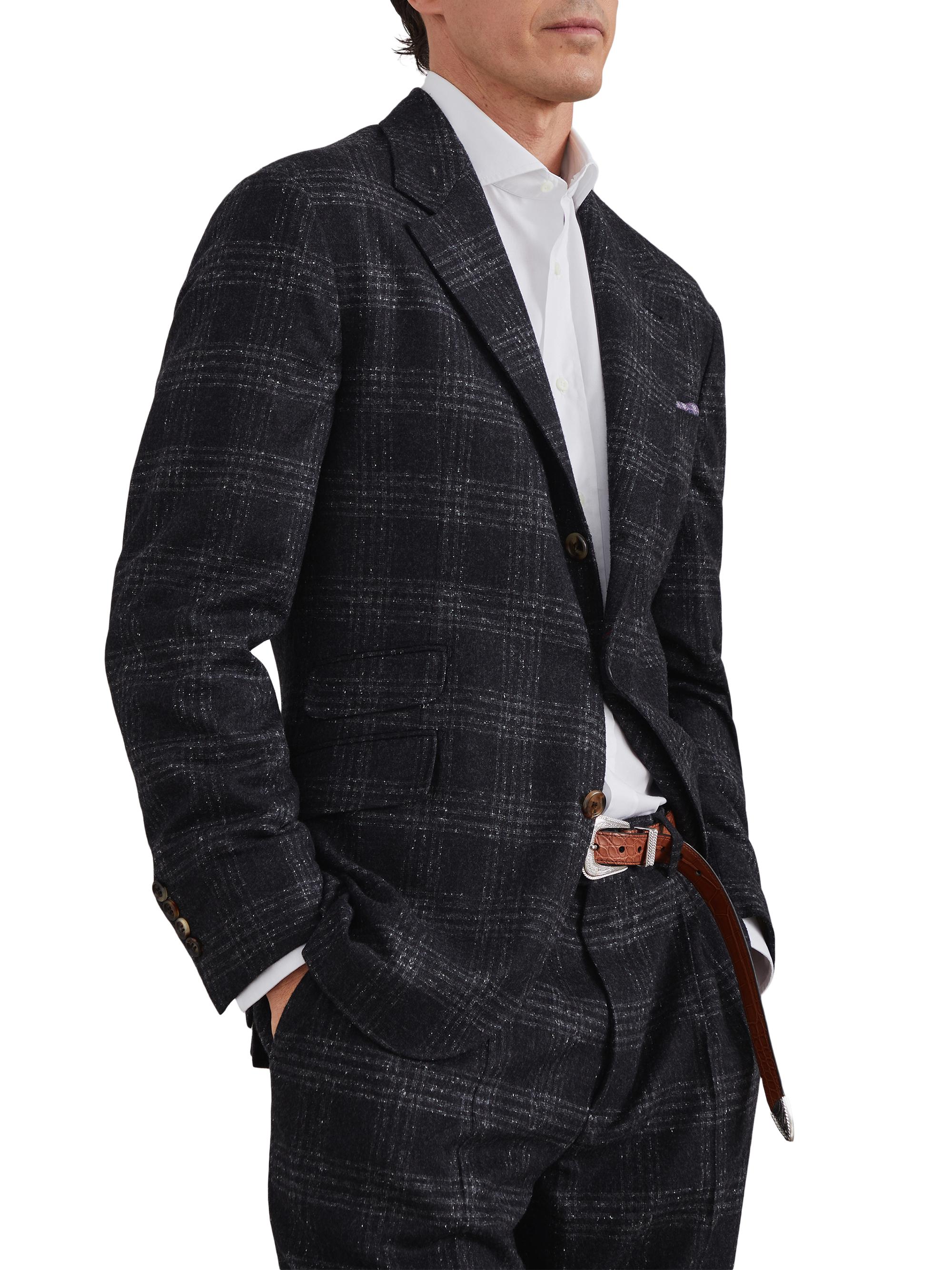 Brunello Cucinelli Men's Flecked Silk, Wool and Cashmere Blazer - Anthracite